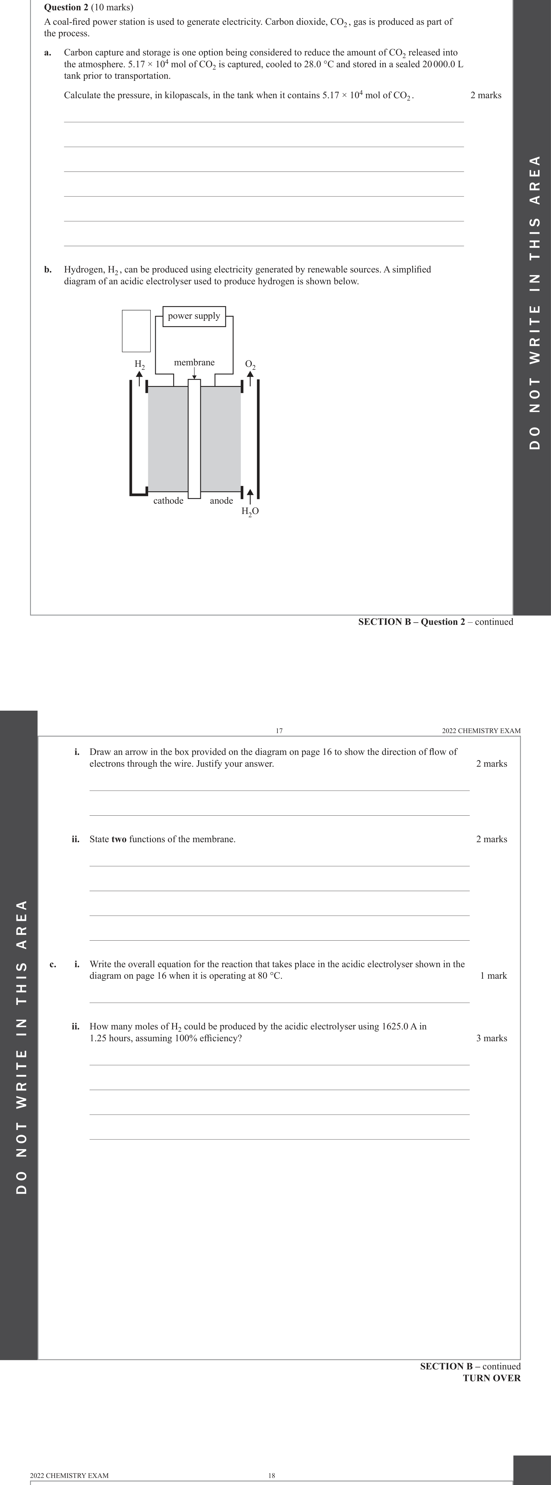 Chemistry 2022 Exam Question 2(b)(i) — Redox, Electrolytic cells