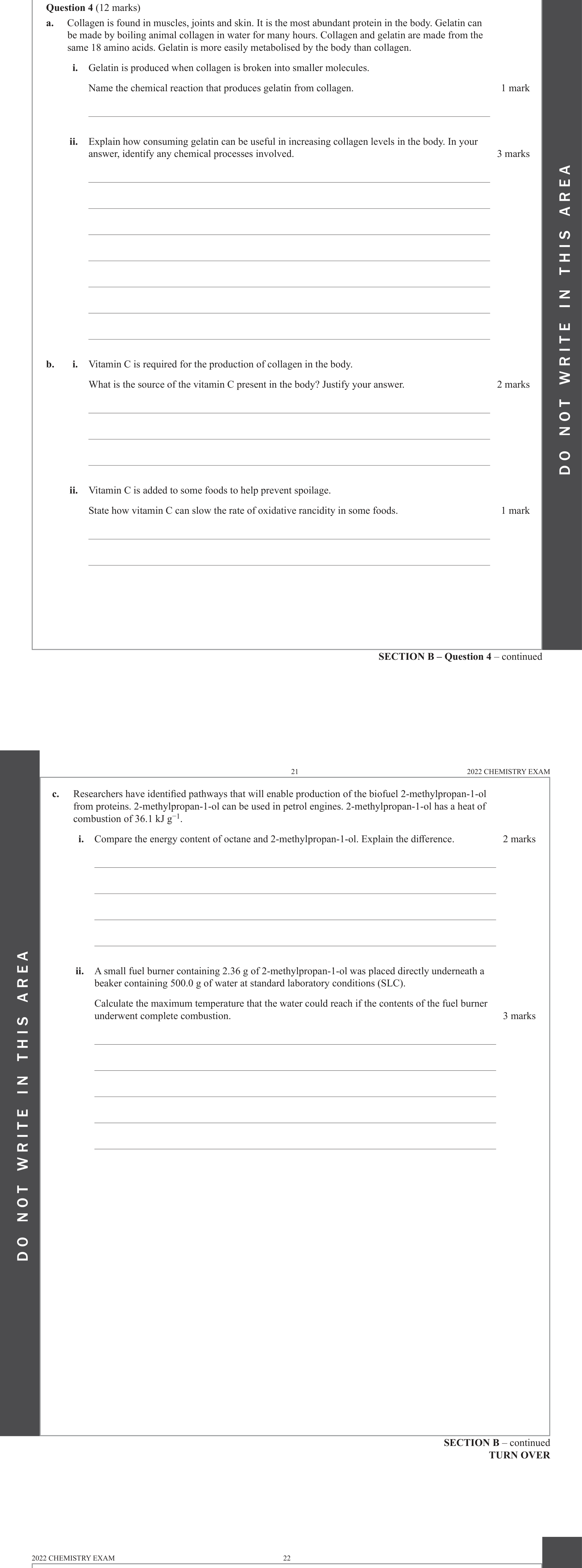 Chemistry 2022 Exam Question 4(b)(i) — Vitamins