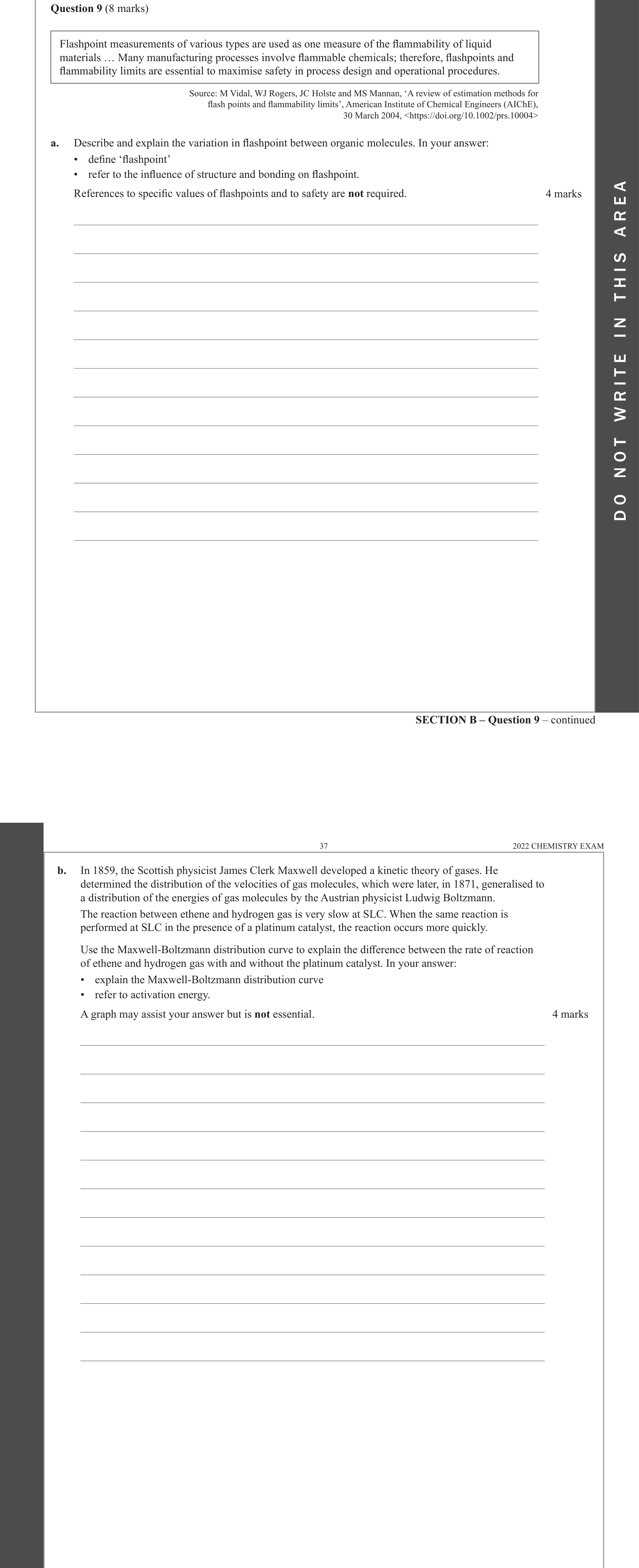 Chemistry 2022 Exam Question 9(a) — Organic compounds, Intermolecular forces