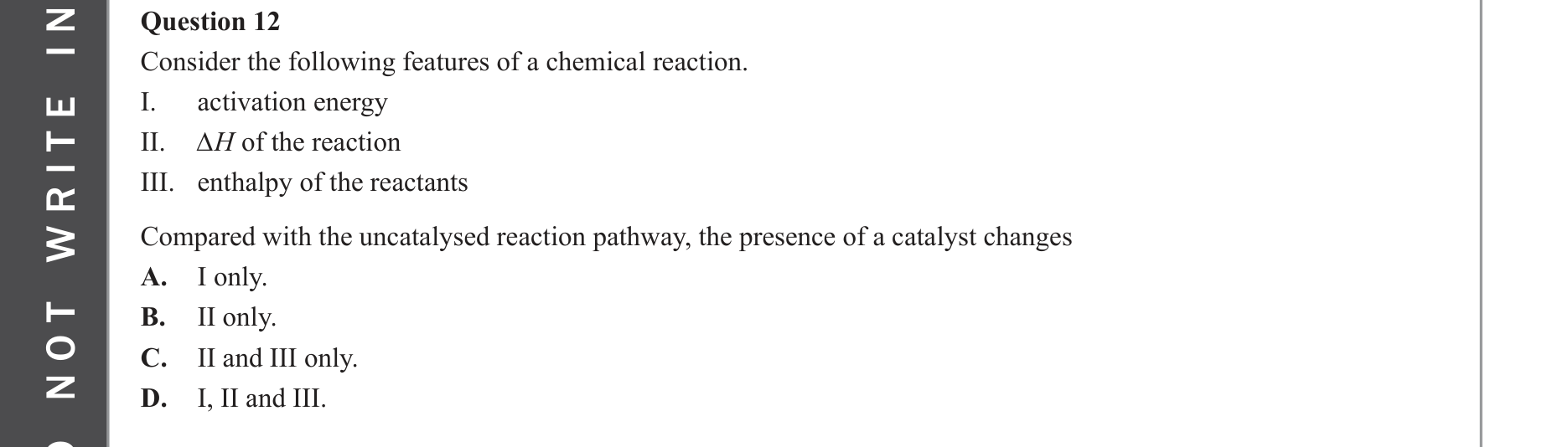 Chemistry 2023 Exam Question 12 — Activation energy