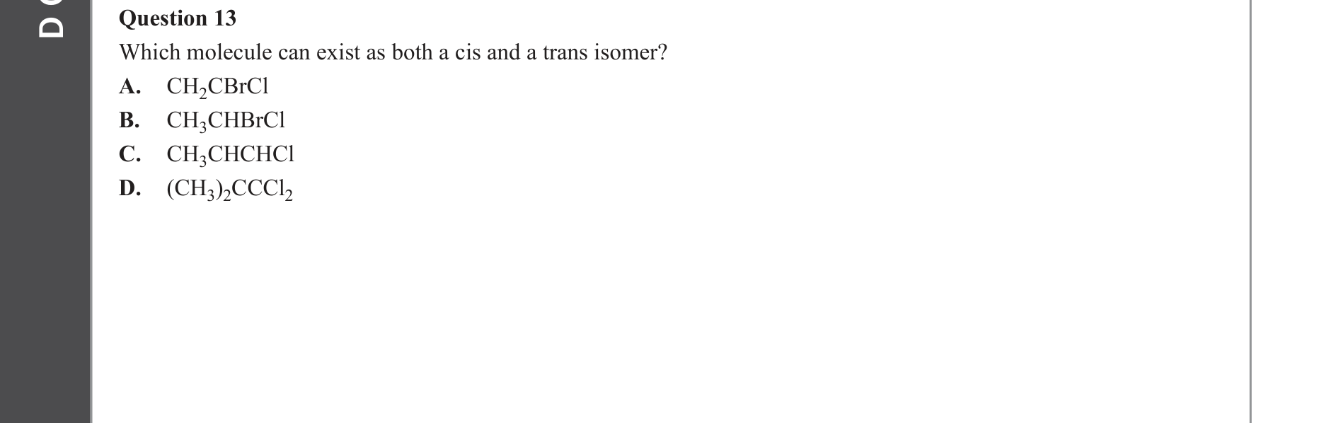 Chemistry 2023 Exam Question 13 — Isomers