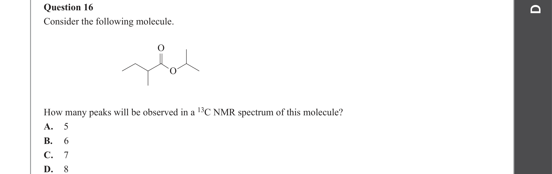 Chemistry 2023 Exam Question 16 — NMR spectroscopy