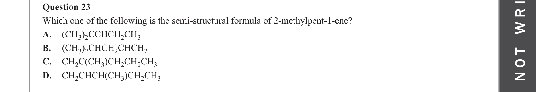 Chemistry 2023 Exam Question 23 — IUPAC naming convention