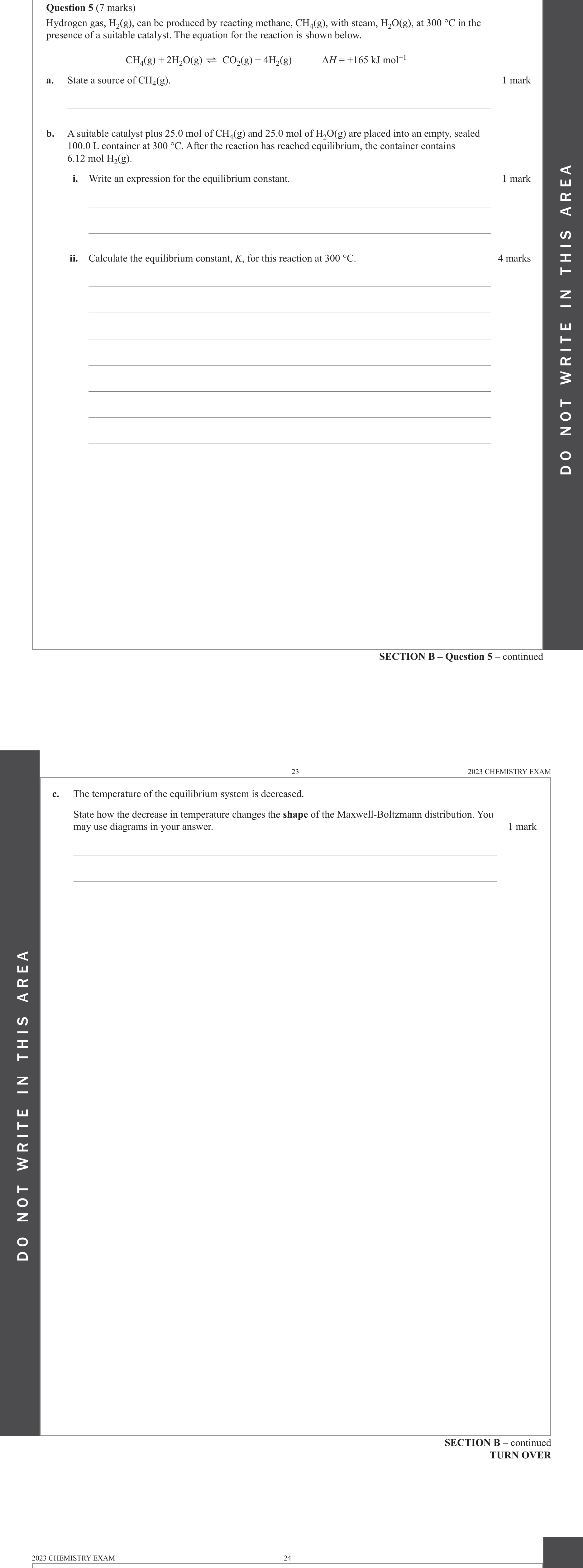 Chemistry 2023 Exam Question 5(c) — Collision theory