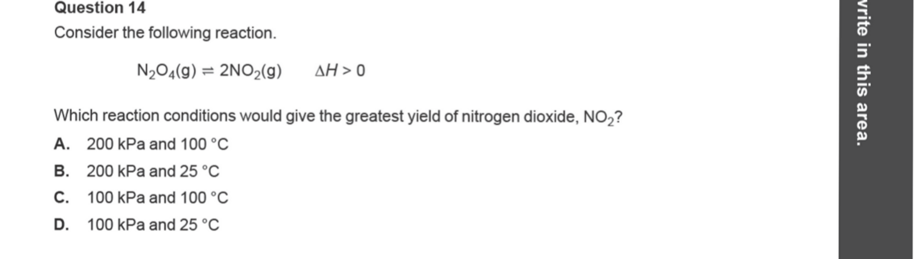Chemistry 2024 Exam Question 14 — Equilibrium and Le Chateliers principle, Yield and extent of reactions