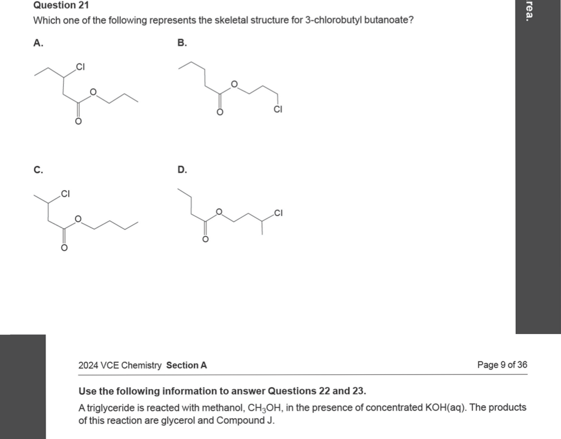 Chemistry 2024 Exam Question 21 — IUPAC naming convention, Organic compounds