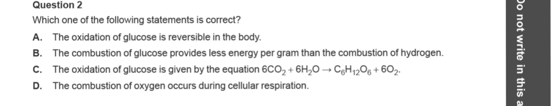 Chemistry 2024 Exam Question 2 — Carbohydrates, Fuels