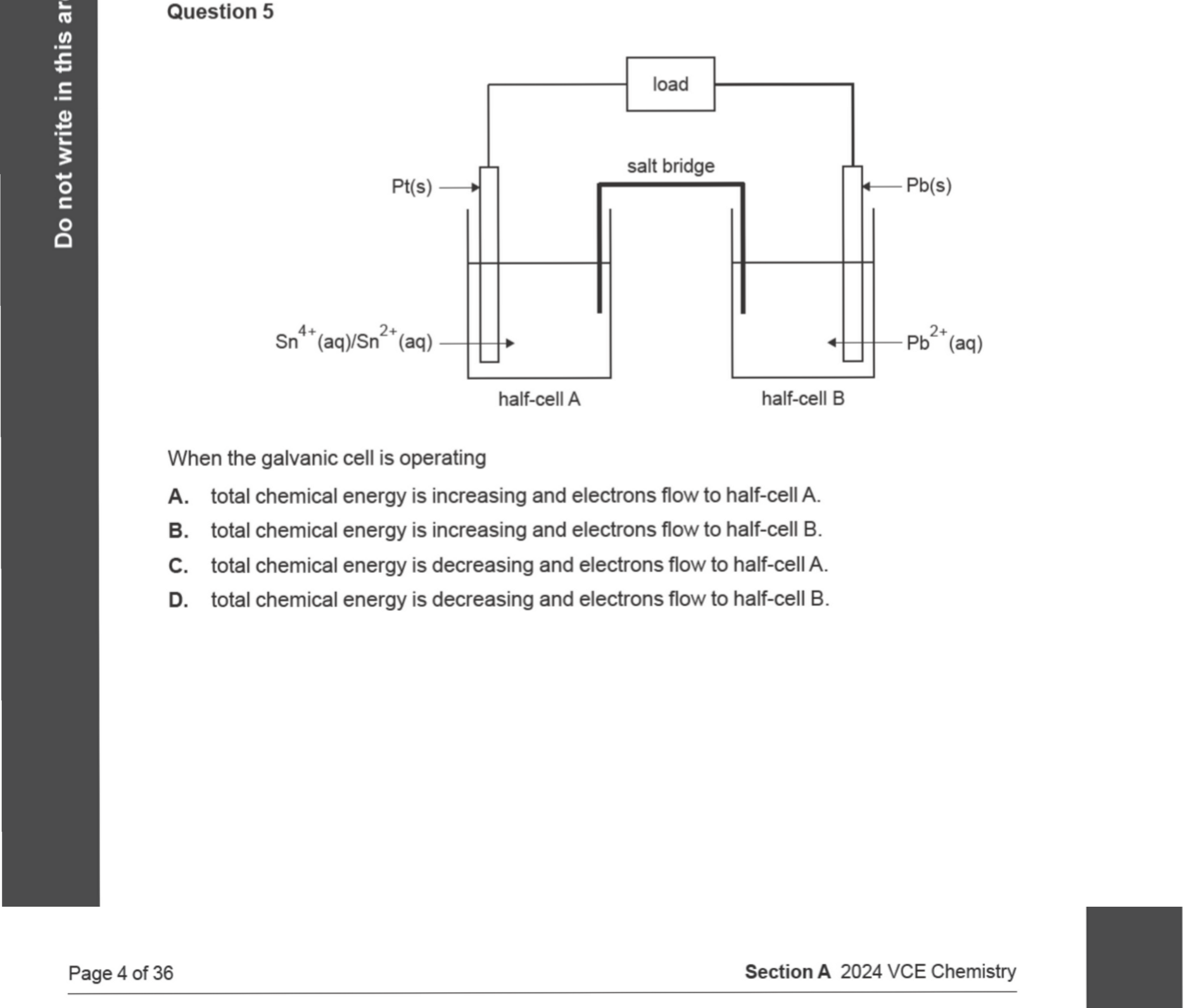 Chemistry 2024 Exam Question 5 — Galvanic cells, Electrode potentials