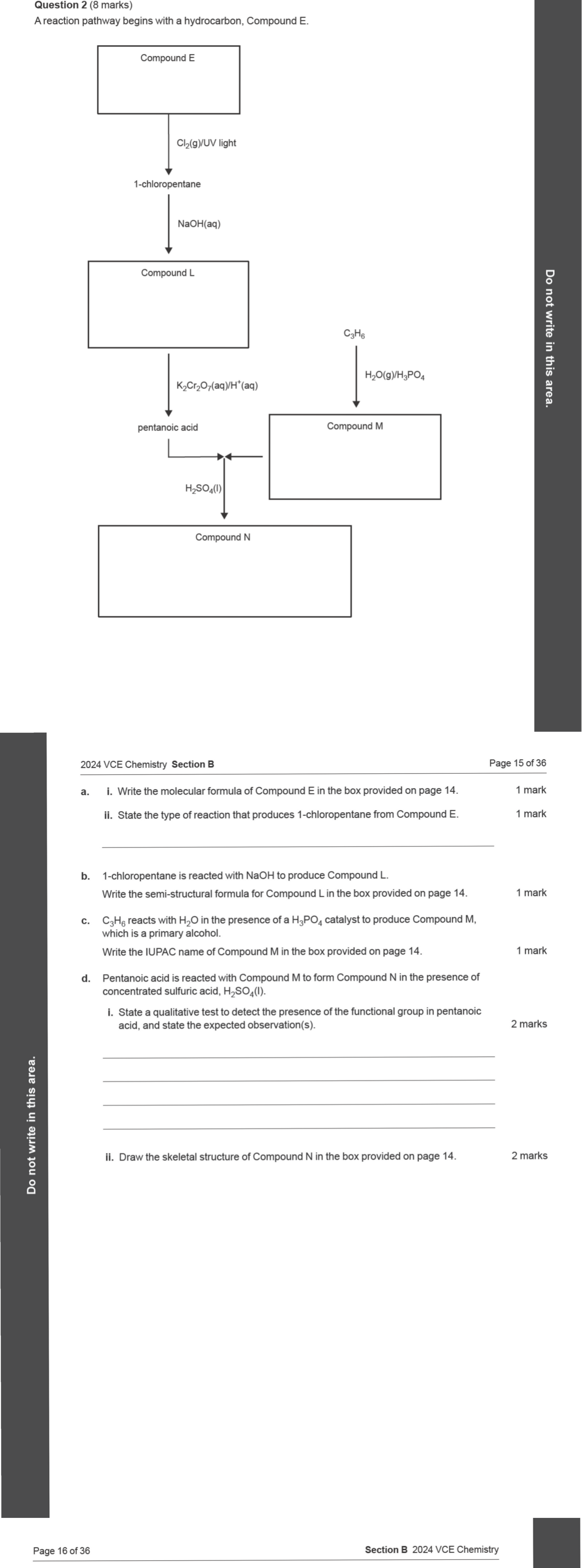 Chemistry 2024 Exam Question 2(d)(i) — Functional groups