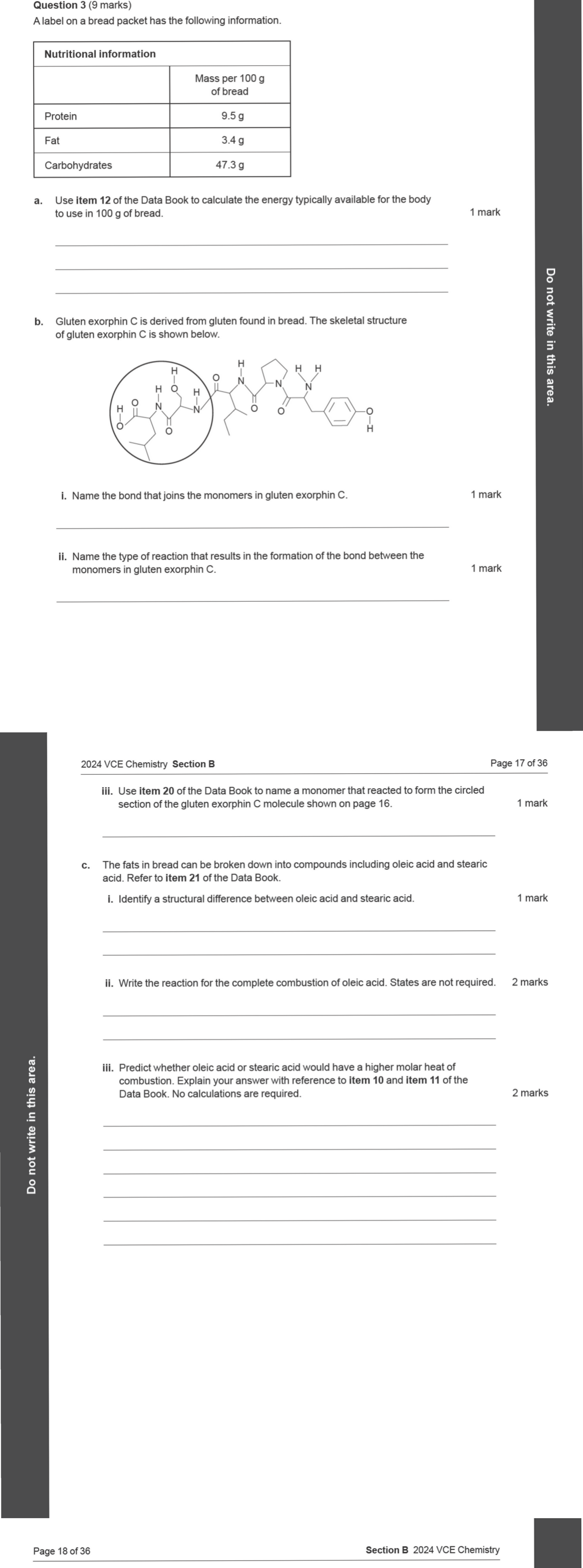 Chemistry 2024 Exam Question 3(c)(i) — Lipids
