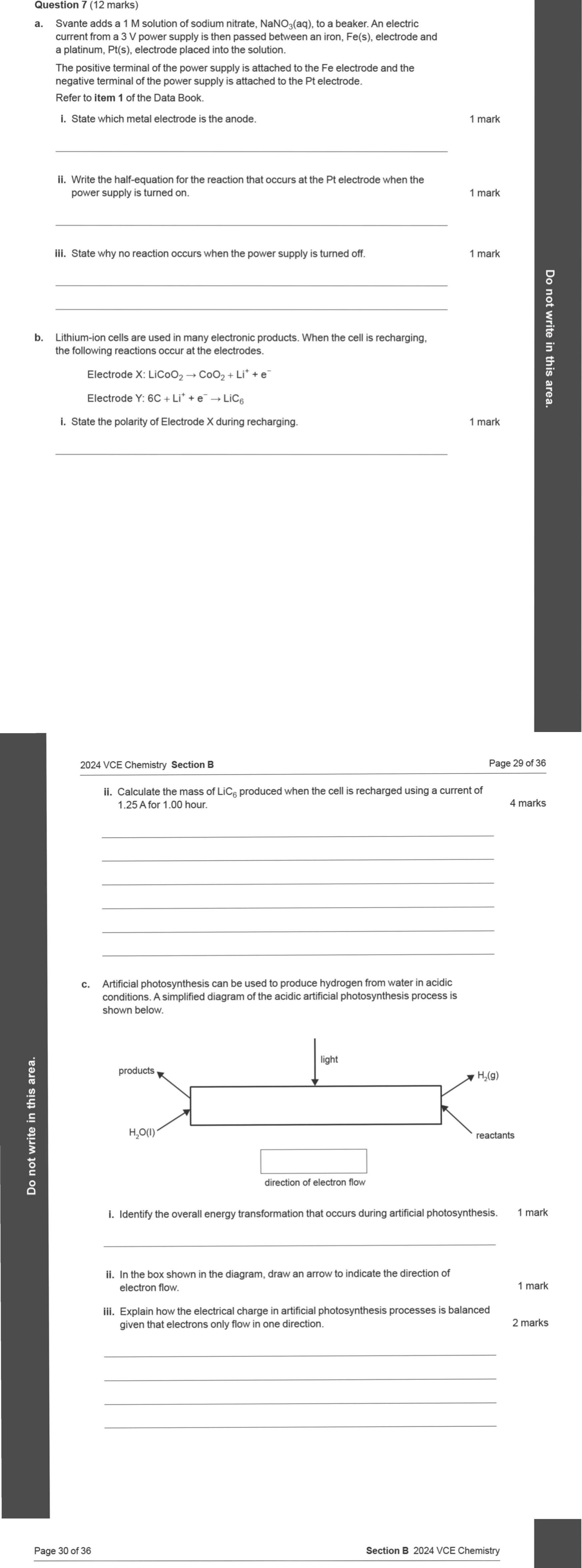 Chemistry 2024 Exam Question 7(c)(ii) — Fuel cells, Electrolysis