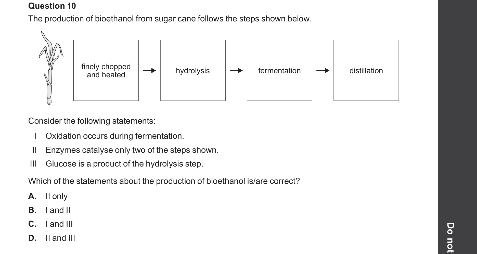 Chemistry 2025 Exam Question 10 — Biofuels, Hydrolysis reactions, Enzymes