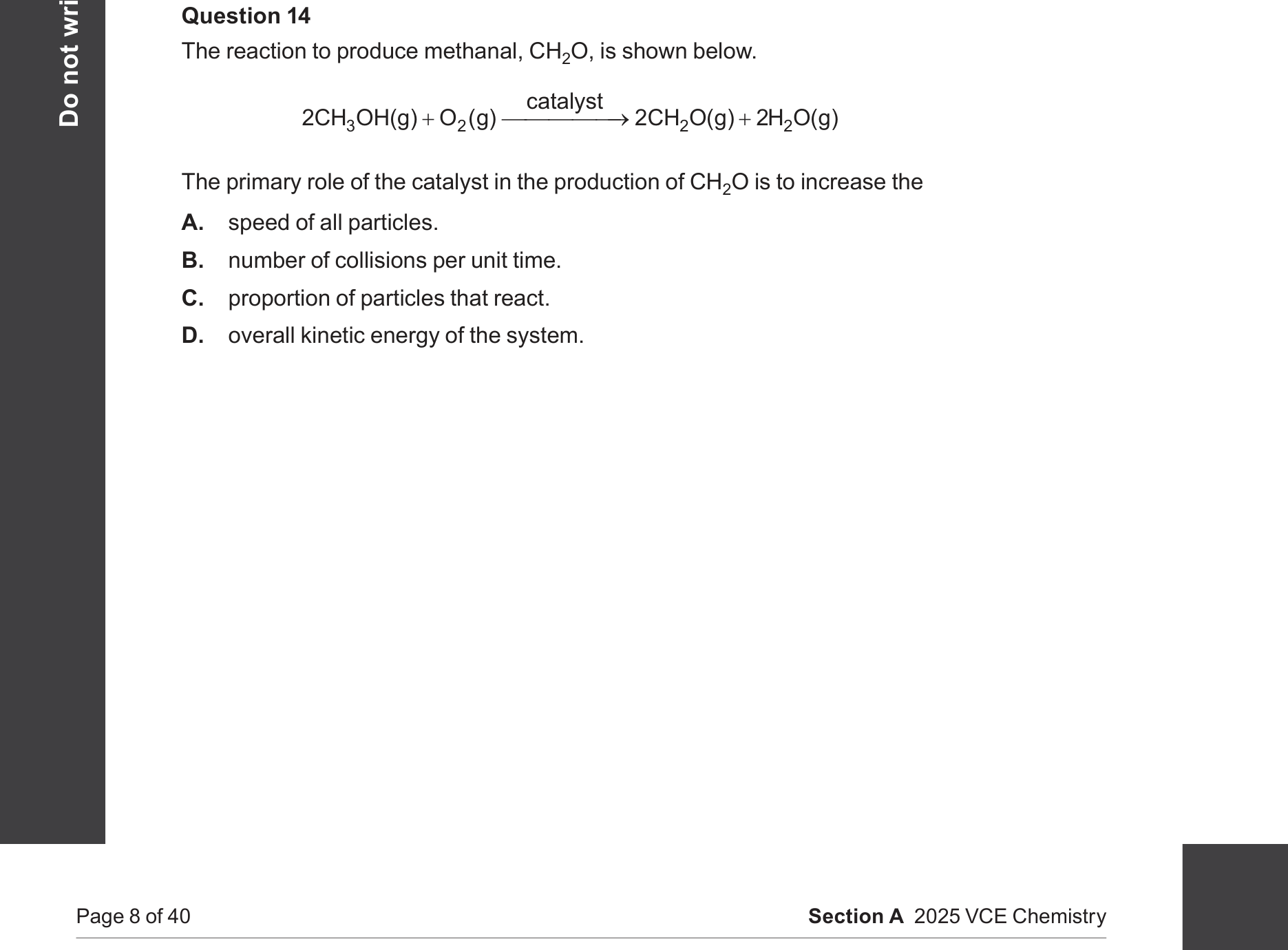 Chemistry 2025 Exam Question 14 — Activation energy, Collision theory, Factors affecting reaction rates
