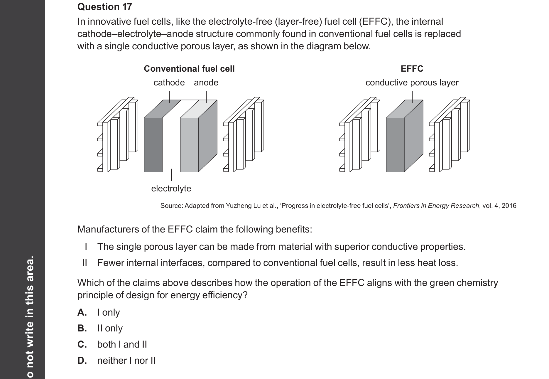 Chemistry 2025 Exam Question 17 — Fuel cells, Green chemistry