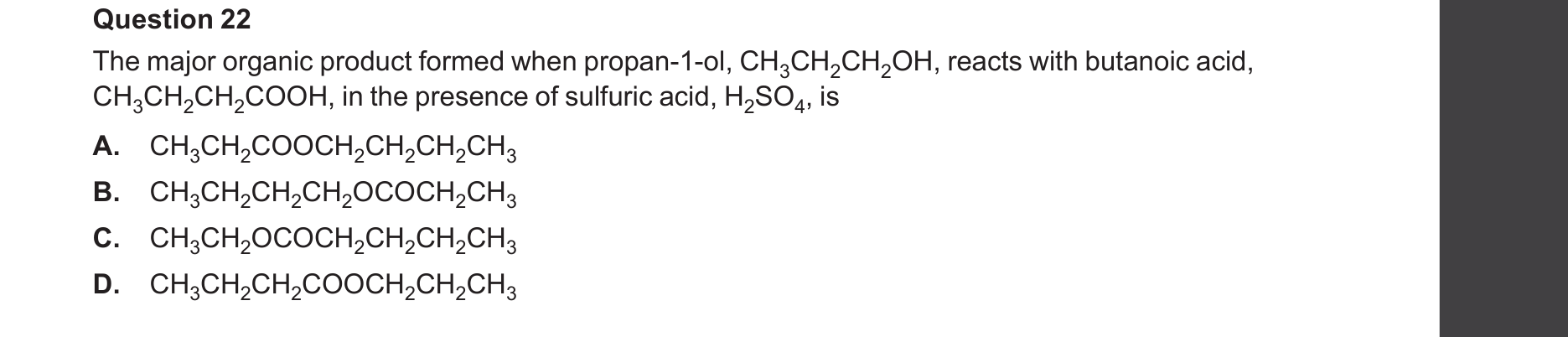 Chemistry 2025 Exam Question 22 — Functional groups, Organic compounds, Reaction pathways