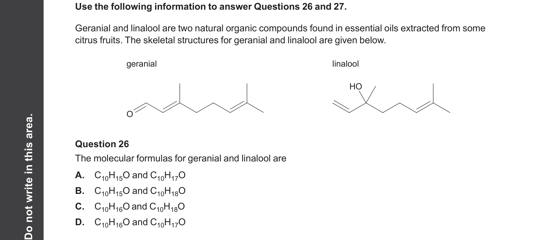 Chemistry 2025 Exam Question 26 — Organic compounds, Functional groups