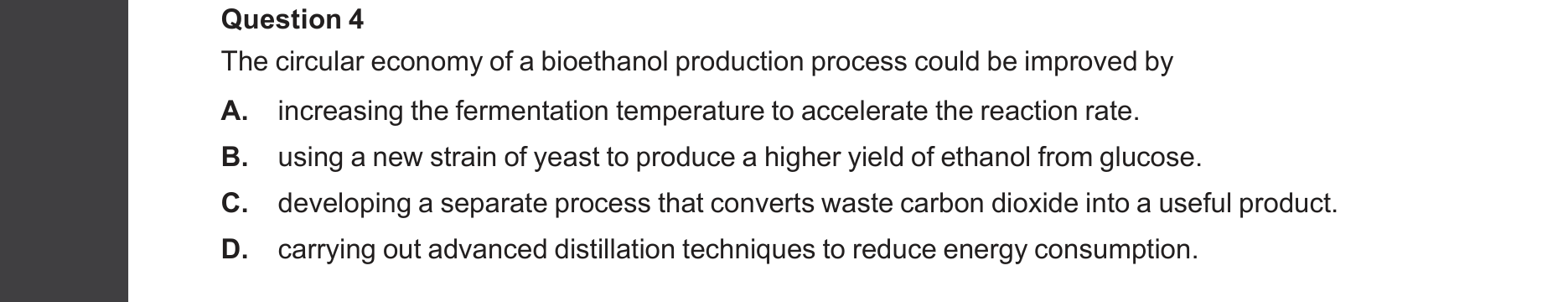 Chemistry 2025 Exam Question 4 — Biofuels, Green chemistry