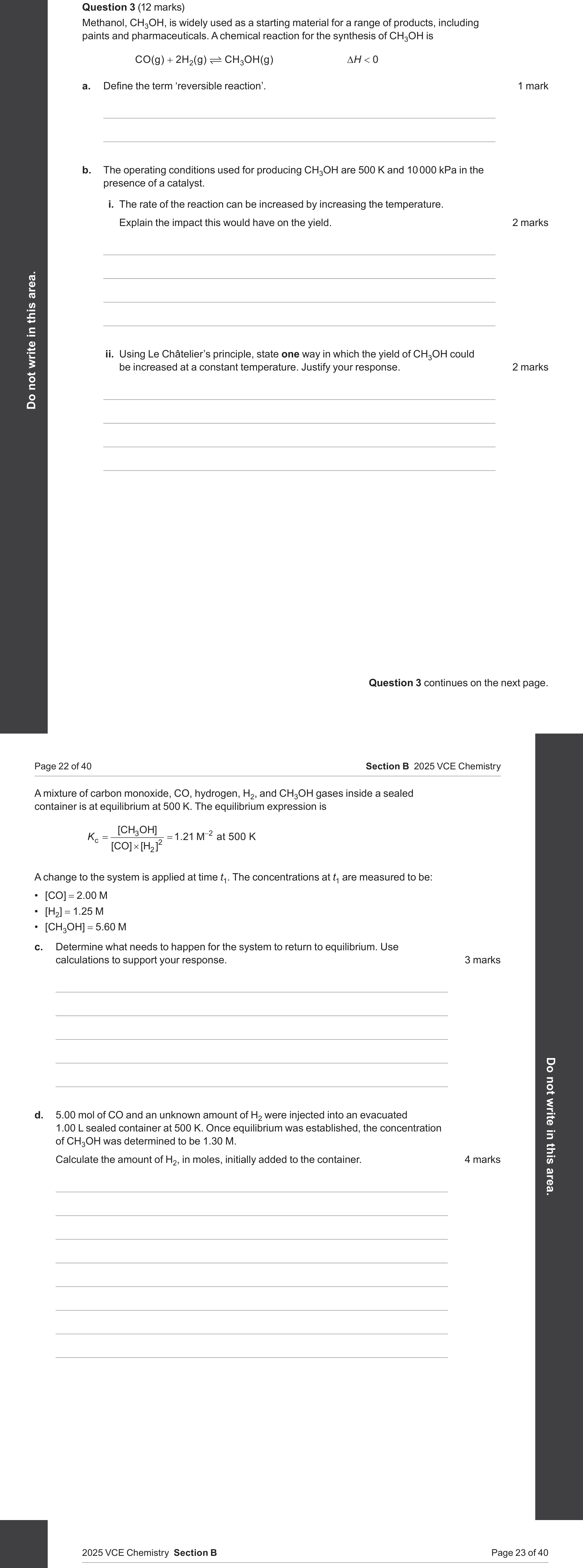 Chemistry 2025 Exam Question 3(b)(i) — Endothermic and exothermic reactions