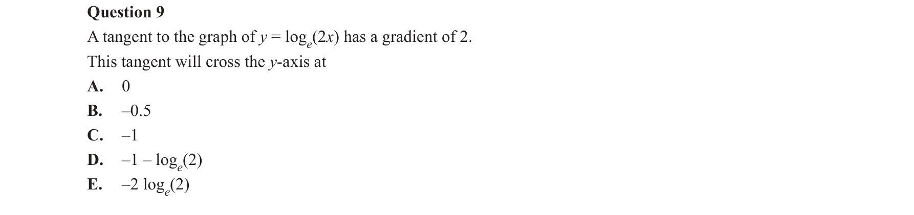 Mathematical Methods 2018 Exam 2 Question 9 — Calculus, Tangents and normals