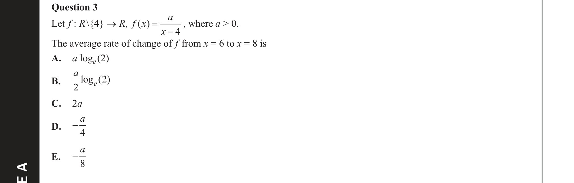 Mathematical Methods 2019 Exam 2 Question 3 — Functions, Relations and Graphs, Rational functions, Calculus, Rates of change