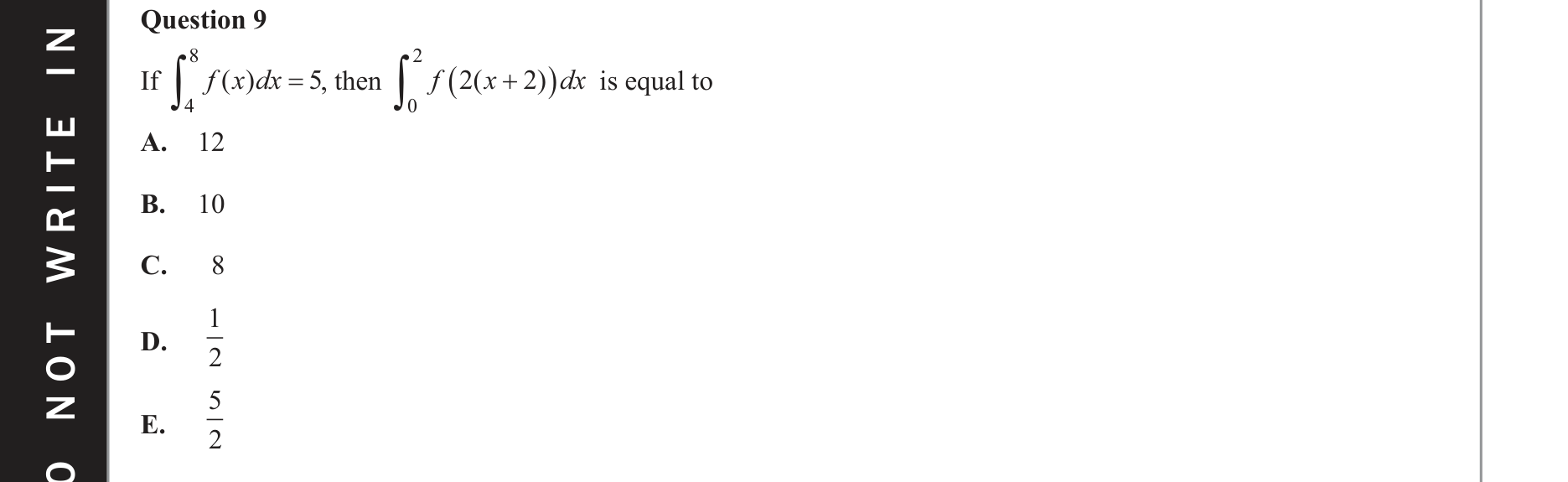 Mathematical Methods 2020 Exam 2 Question 9 — Calculus, Applications of anti-differentiation