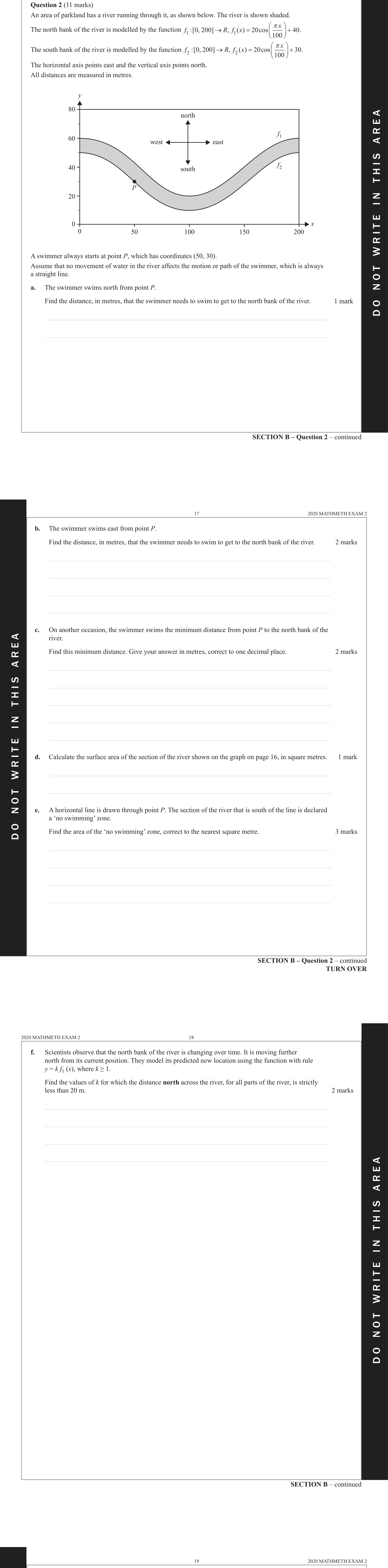 Mathematical Methods 2020 Exam 2 Question 2(b) — Functions, Relations and Graphs, Applications of functions