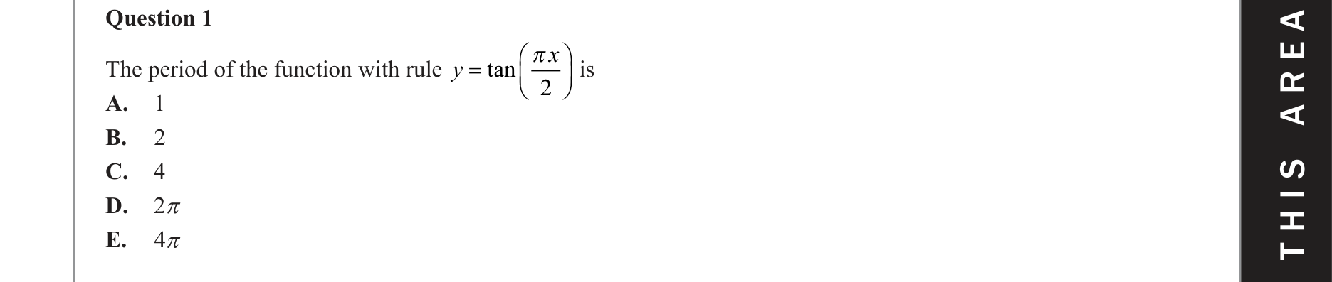 Mathematical Methods 2021 Exam 2 Question 1 — Trigonometry