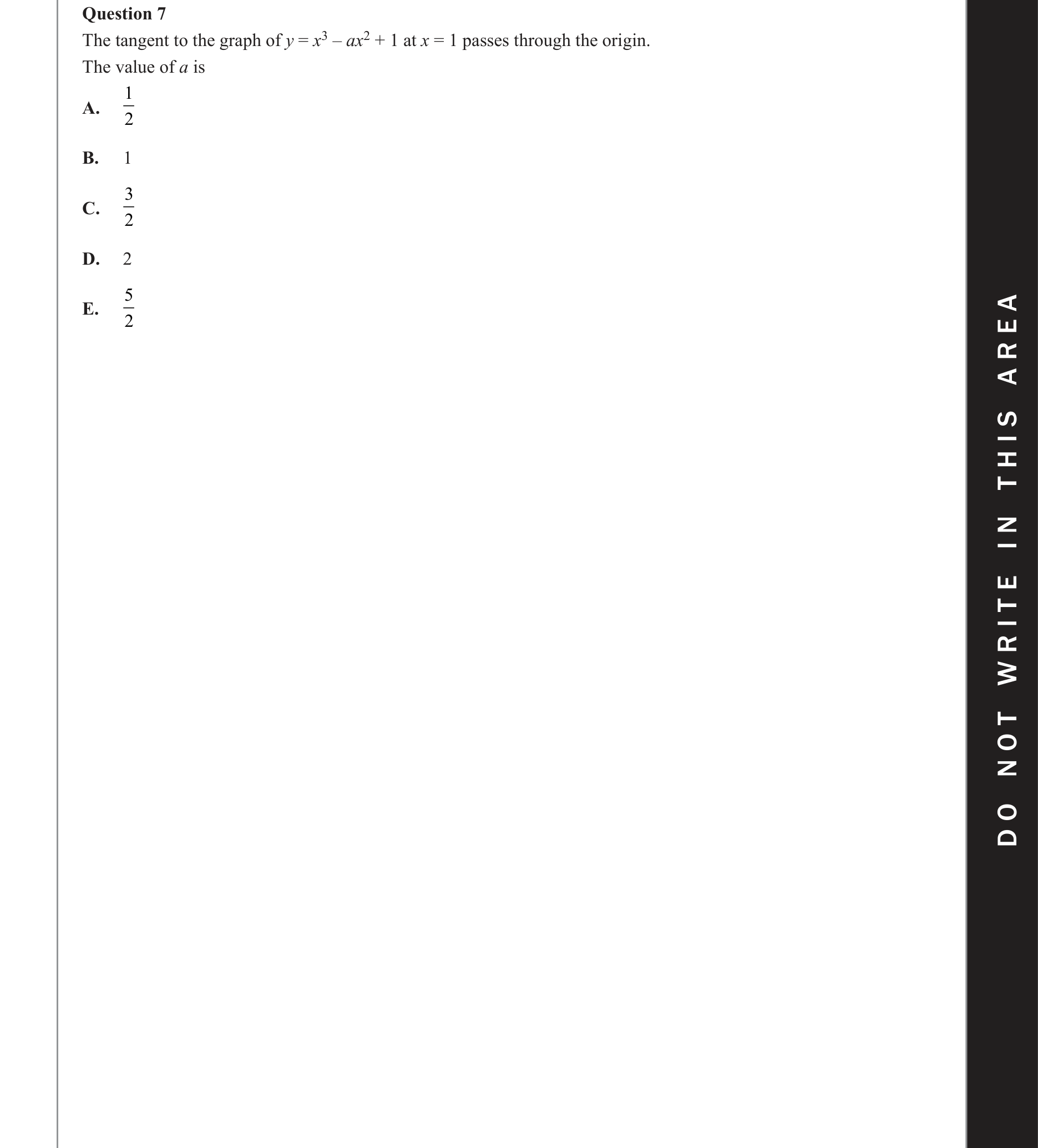 Mathematical Methods 2021 Exam 2 Question 7 — Tangents and normals