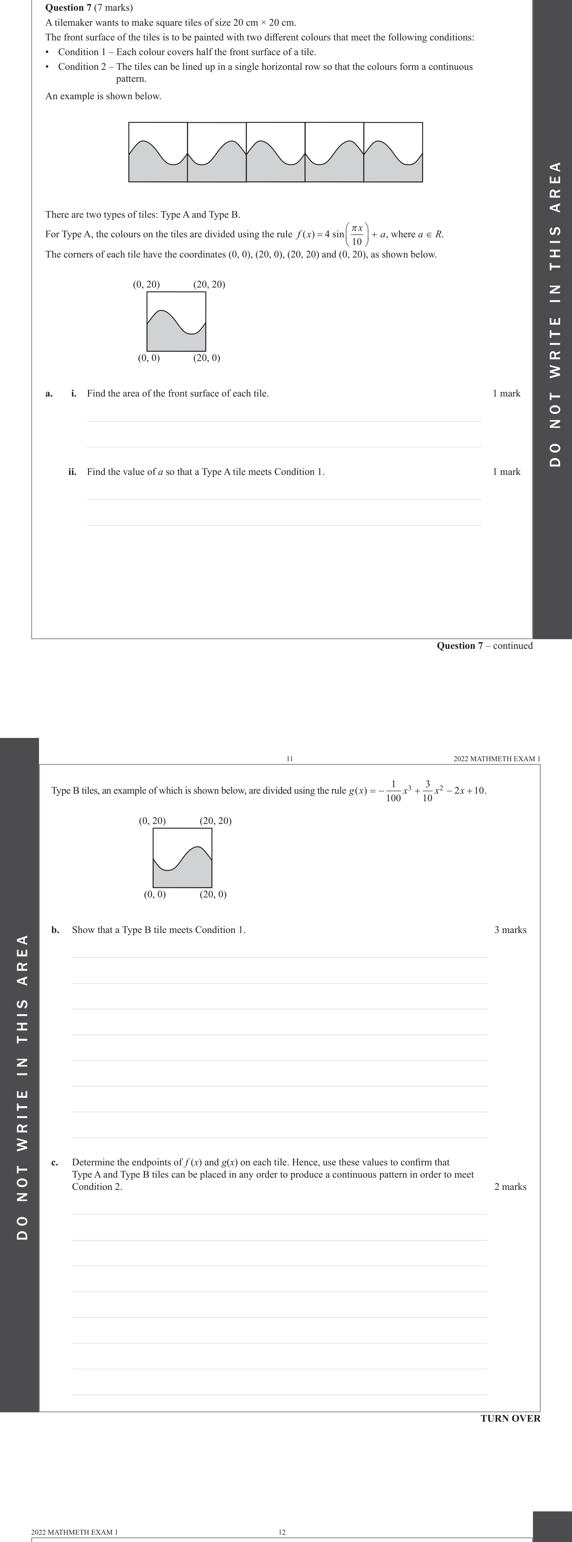 Mathematical Methods 2022 Exam 1 Question 7(c) — Functions, Relations and Graphs, Applications of functions