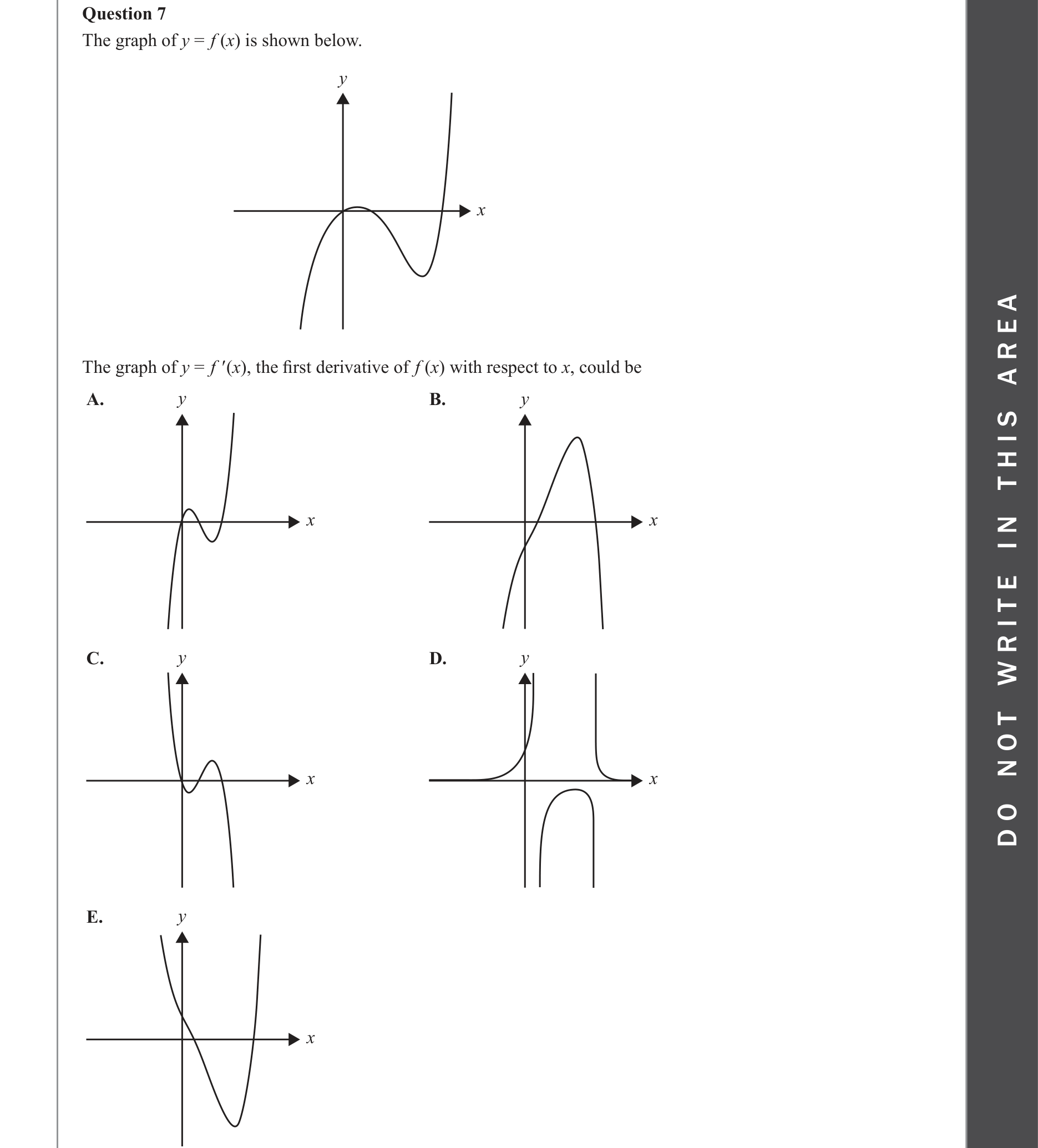 Mathematical Methods 2022 Exam 2 Question 7 — Calculus, Differentiation formulae