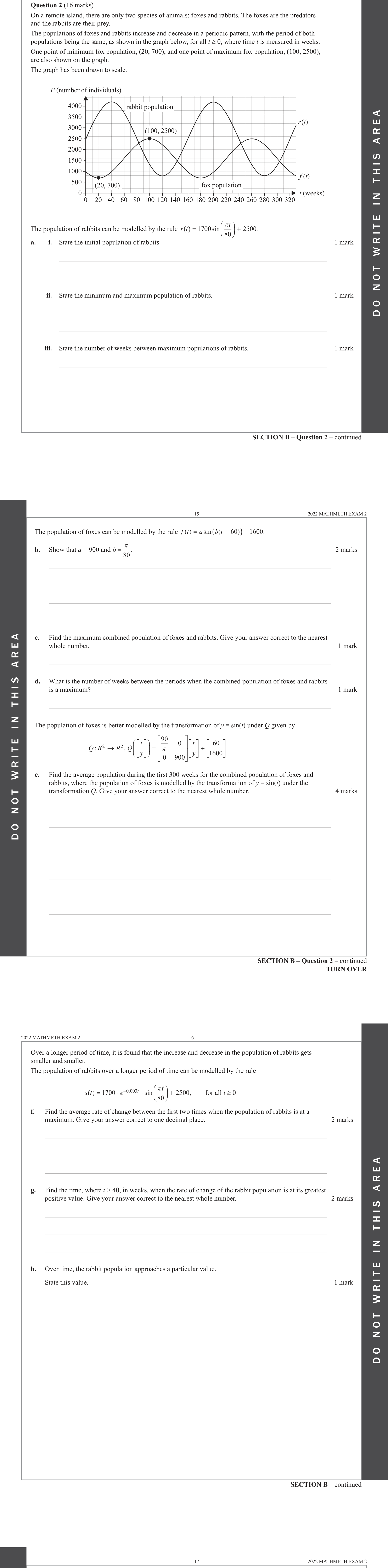 Mathematical Methods 2022 Exam 2 Question 2(g) — Calculus, Applications of differentiation