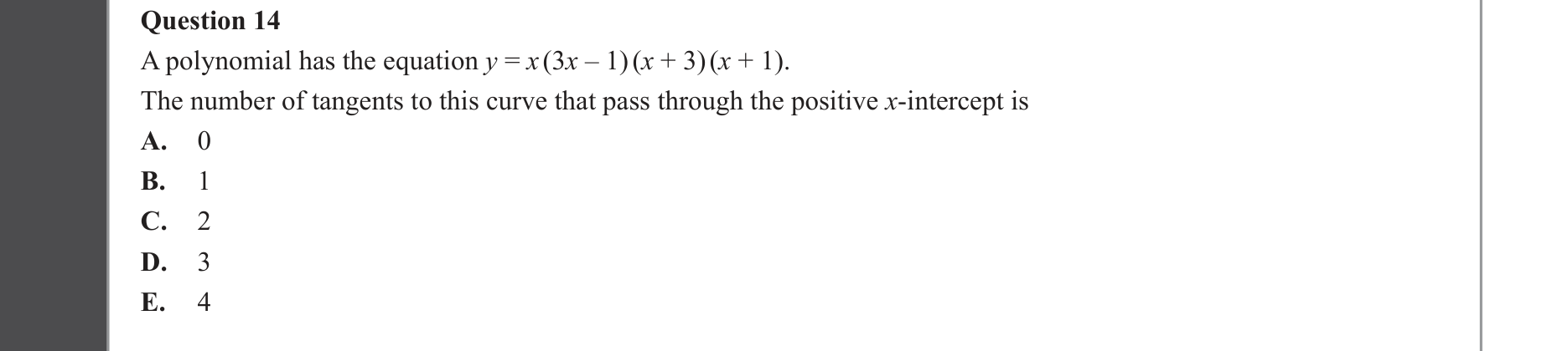 Mathematical Methods 2023 Exam 2 Question 14 — Calculus, Tangents and normals