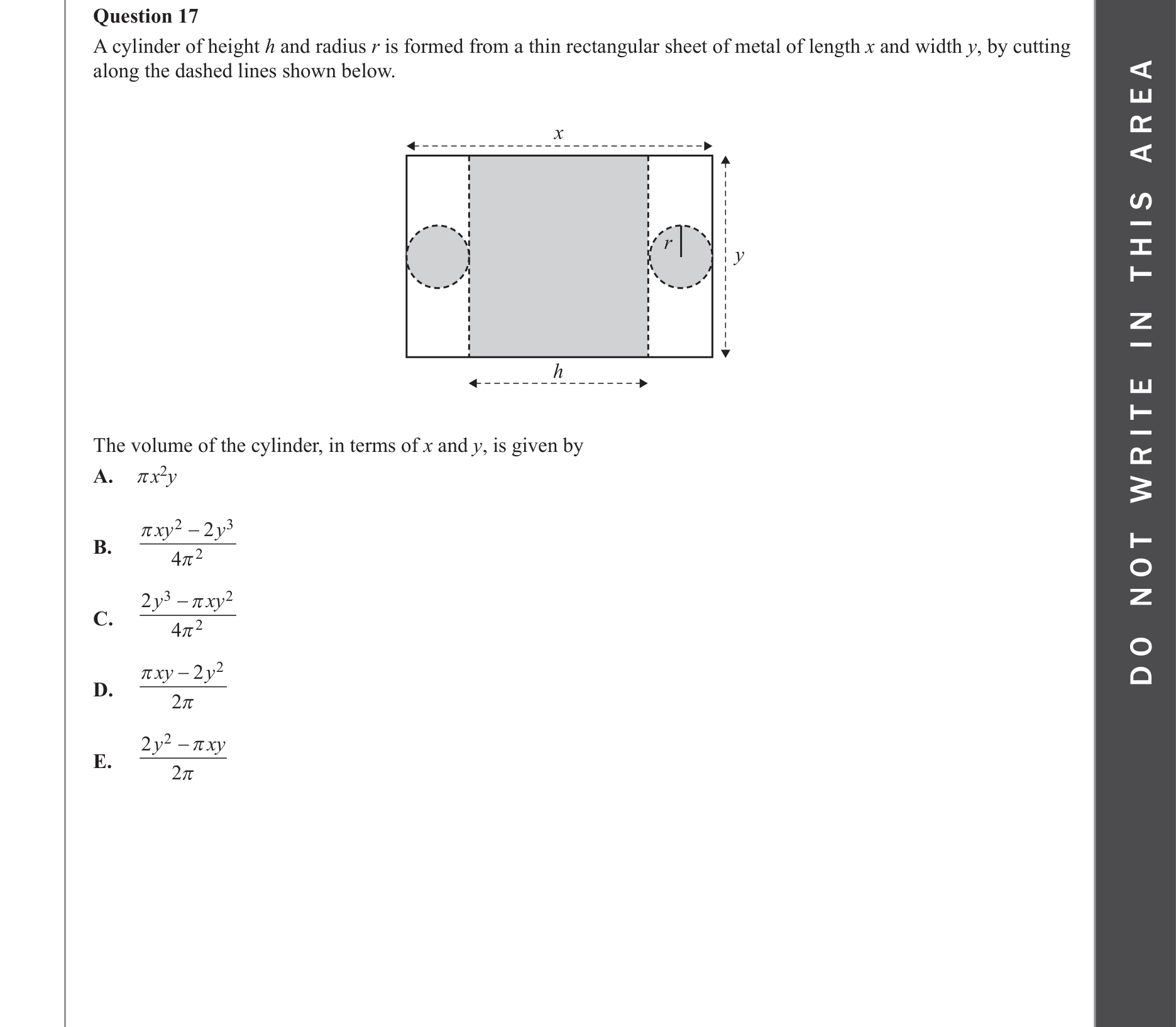 Mathematical Methods 2023 Exam 2 Question 17 — Functions, Relations and Graphs, Applications of functions