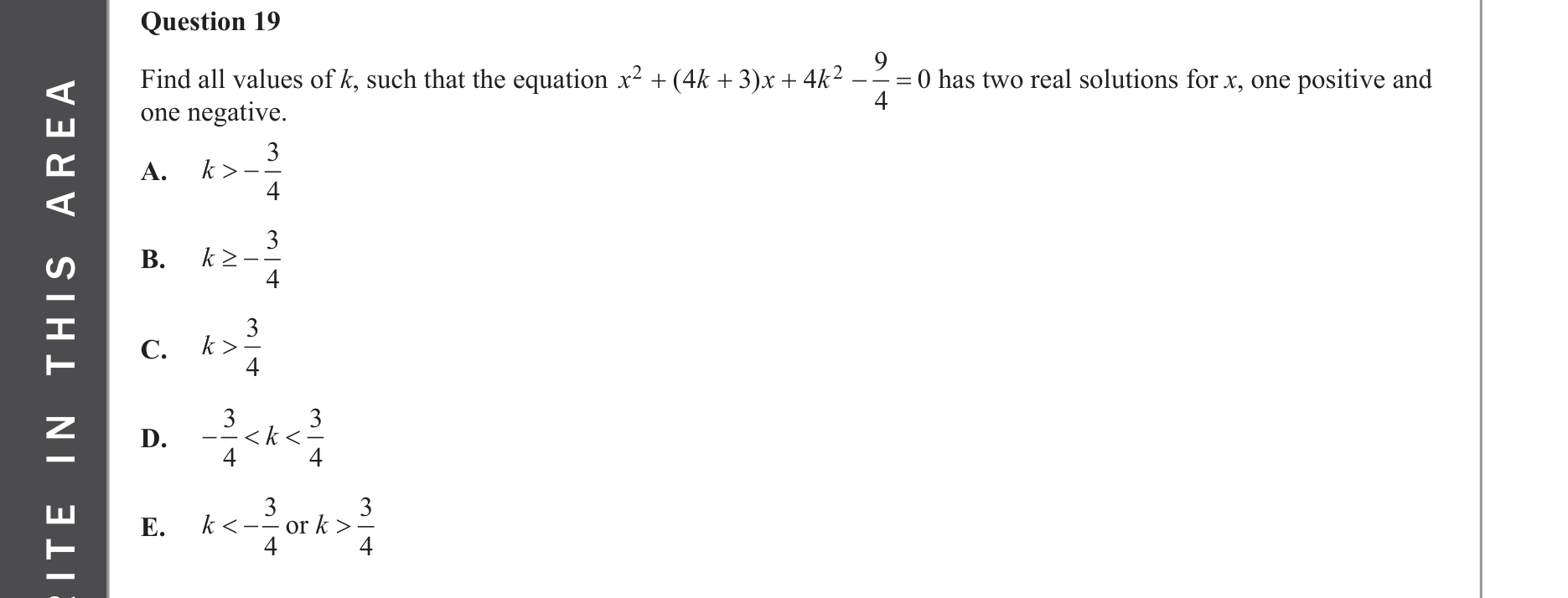 Mathematical Methods 2023 Exam 2 Question 19 — Functions, Relations and Graphs, Algebra, number and structure