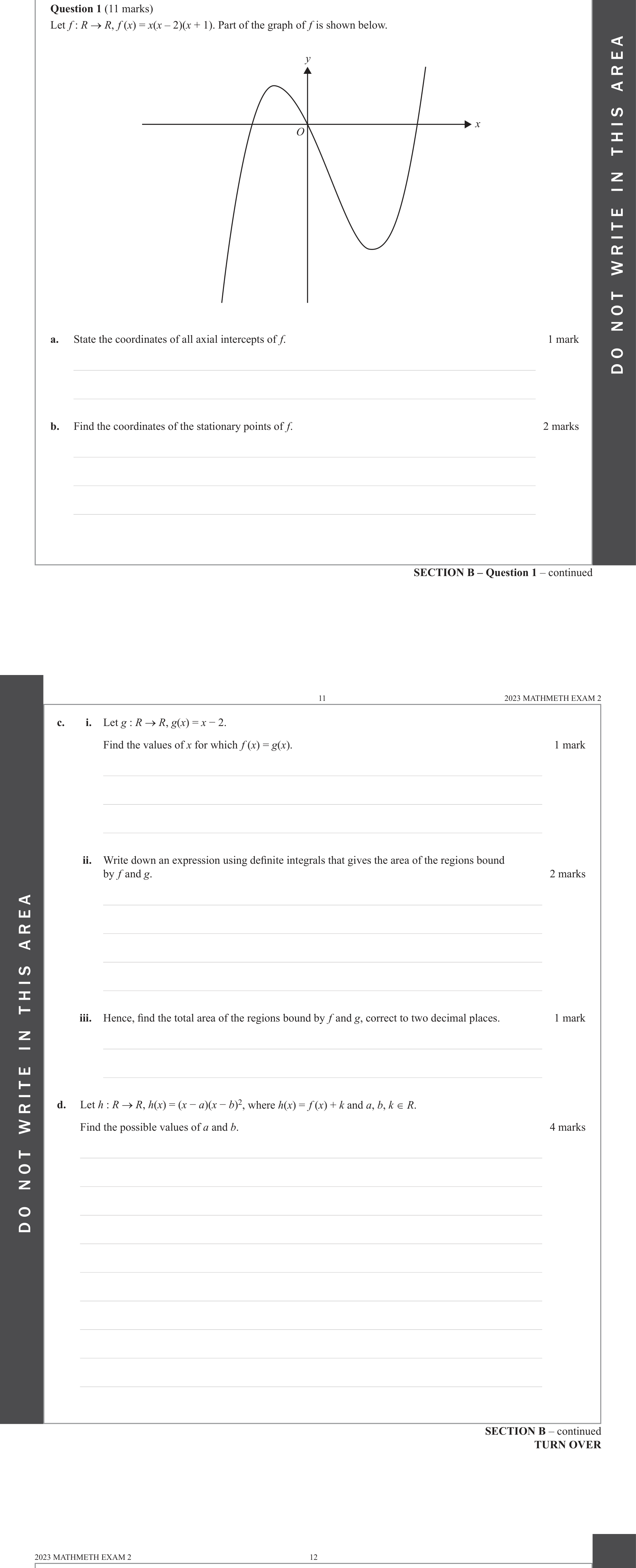 Mathematical Methods 2023 Exam 2 Question 1(d) — Functions, Relations and Graphs, Algebra, number and structure