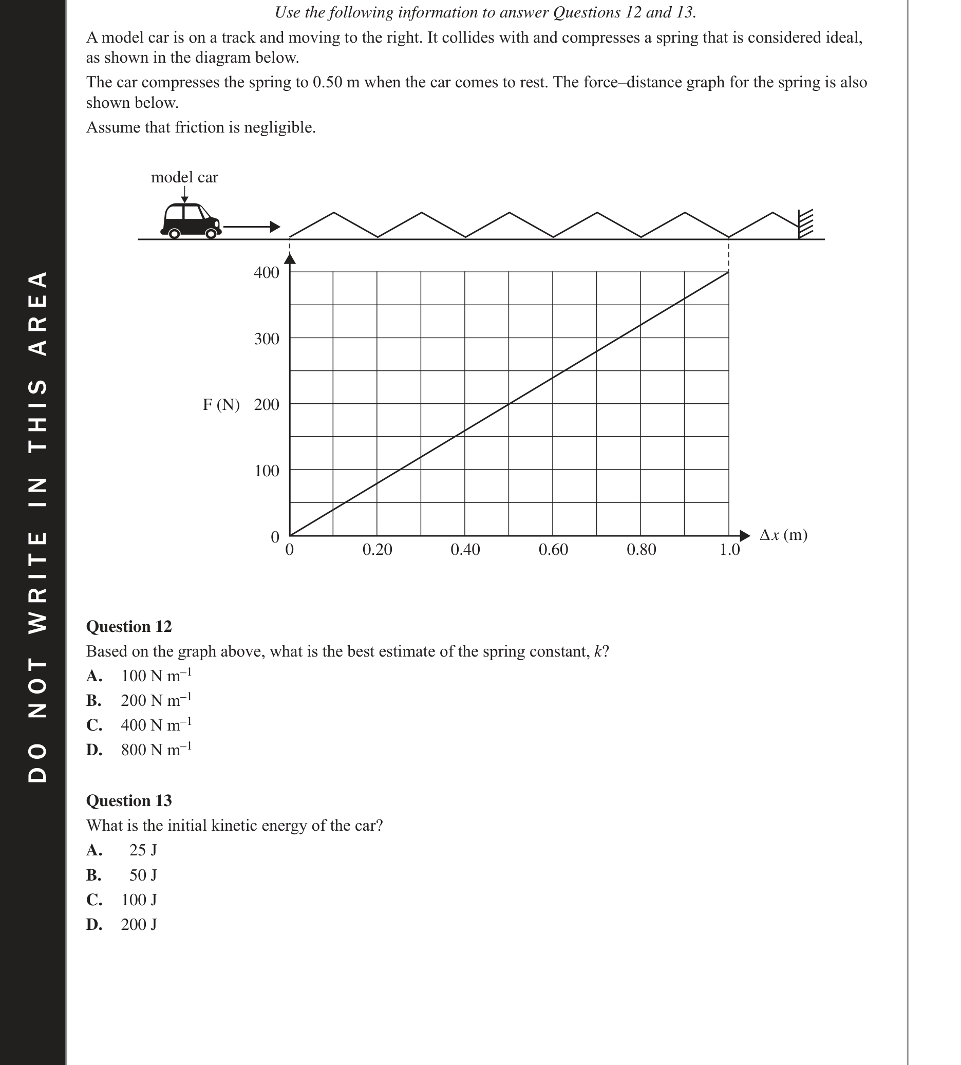 Physics 2017 Exam Question 13 — Work and energy concepts