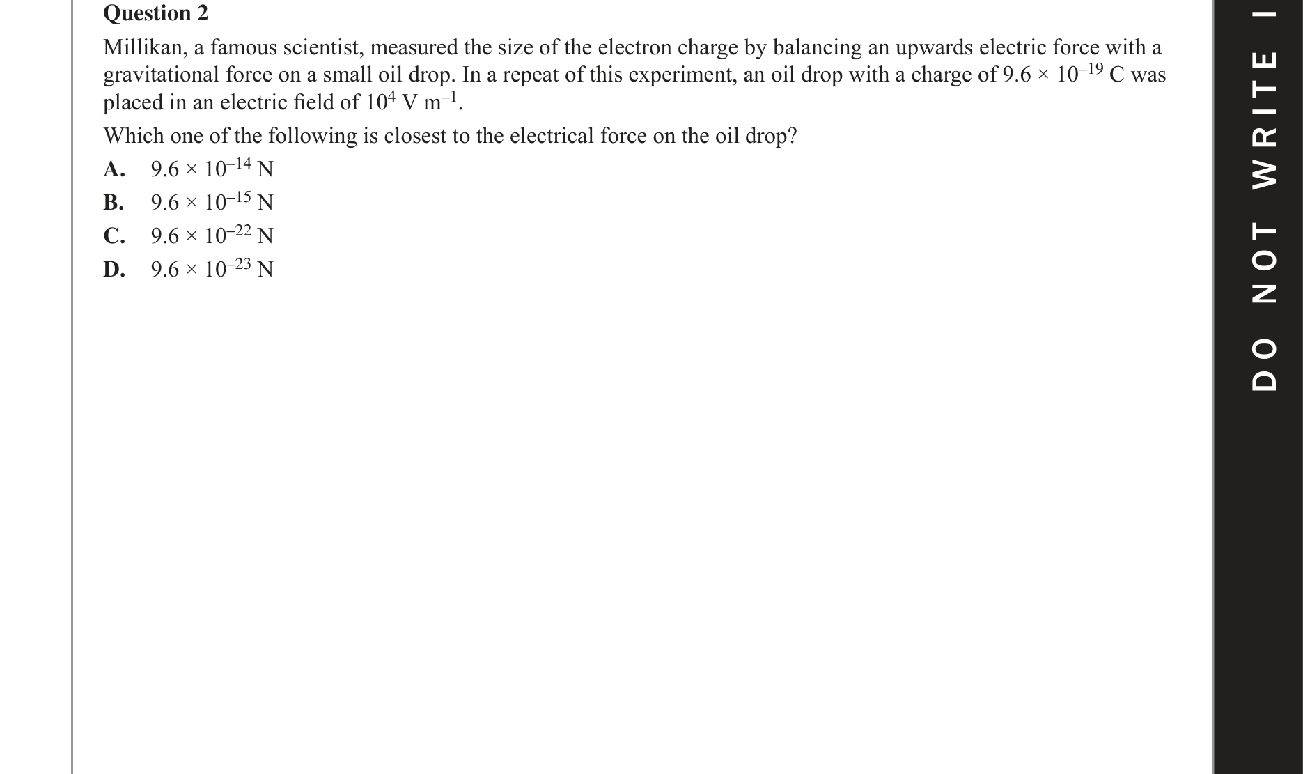 Physics 2017 Exam Question 2 — Electric field acceleration, Gravitational acceleration effects