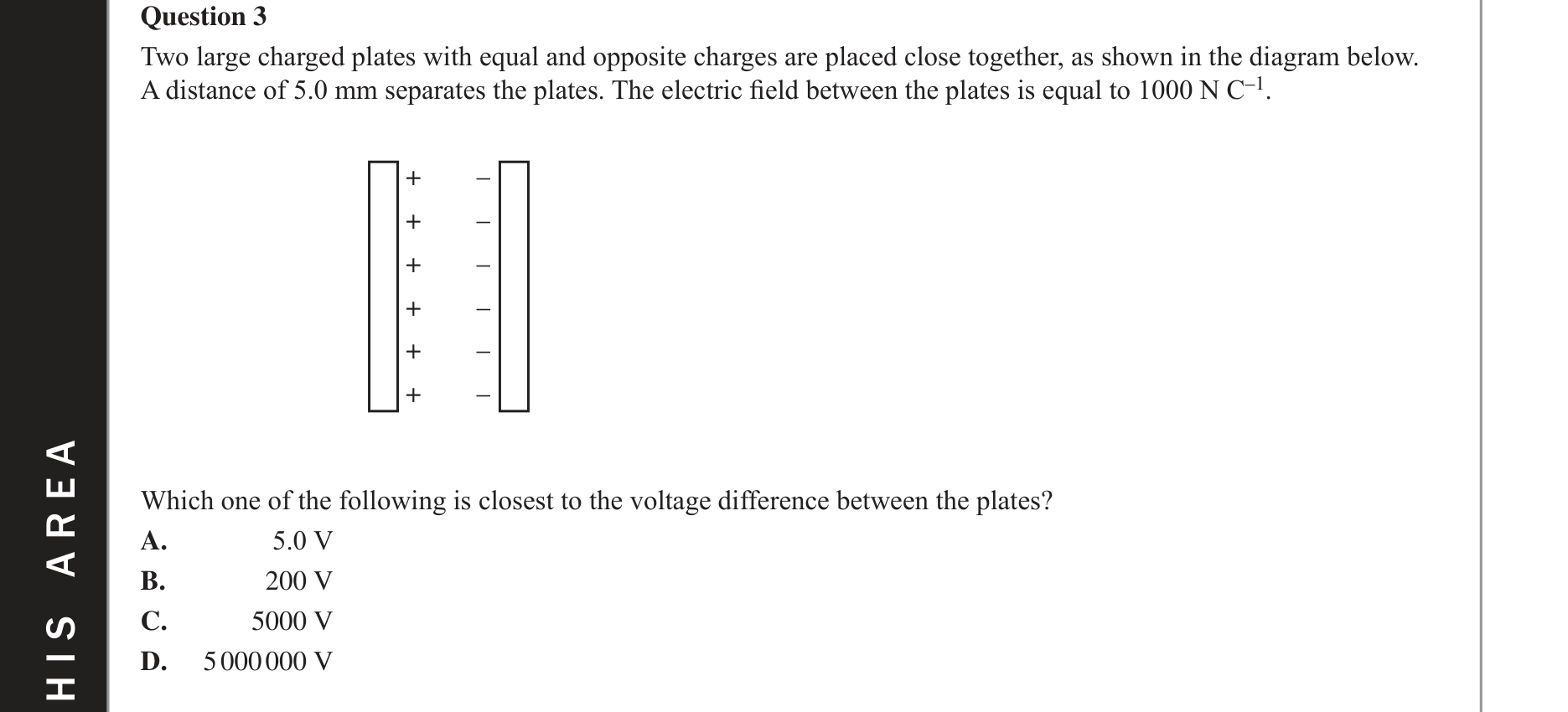 Physics 2017 Exam Question 3 — Field model fundamentals
