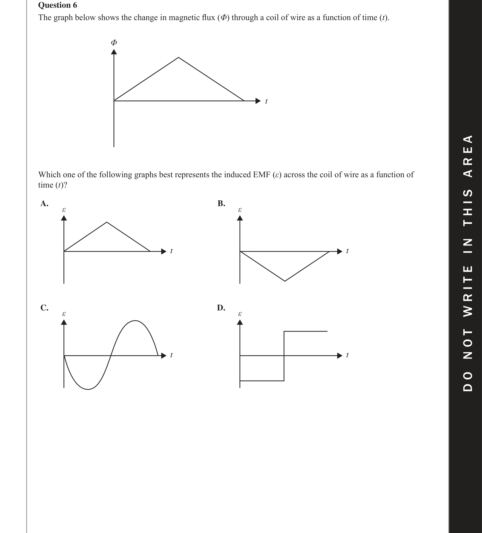 Physics 2017 Exam Question 6 — Magnetic flux calculation, Induced emf determinants
