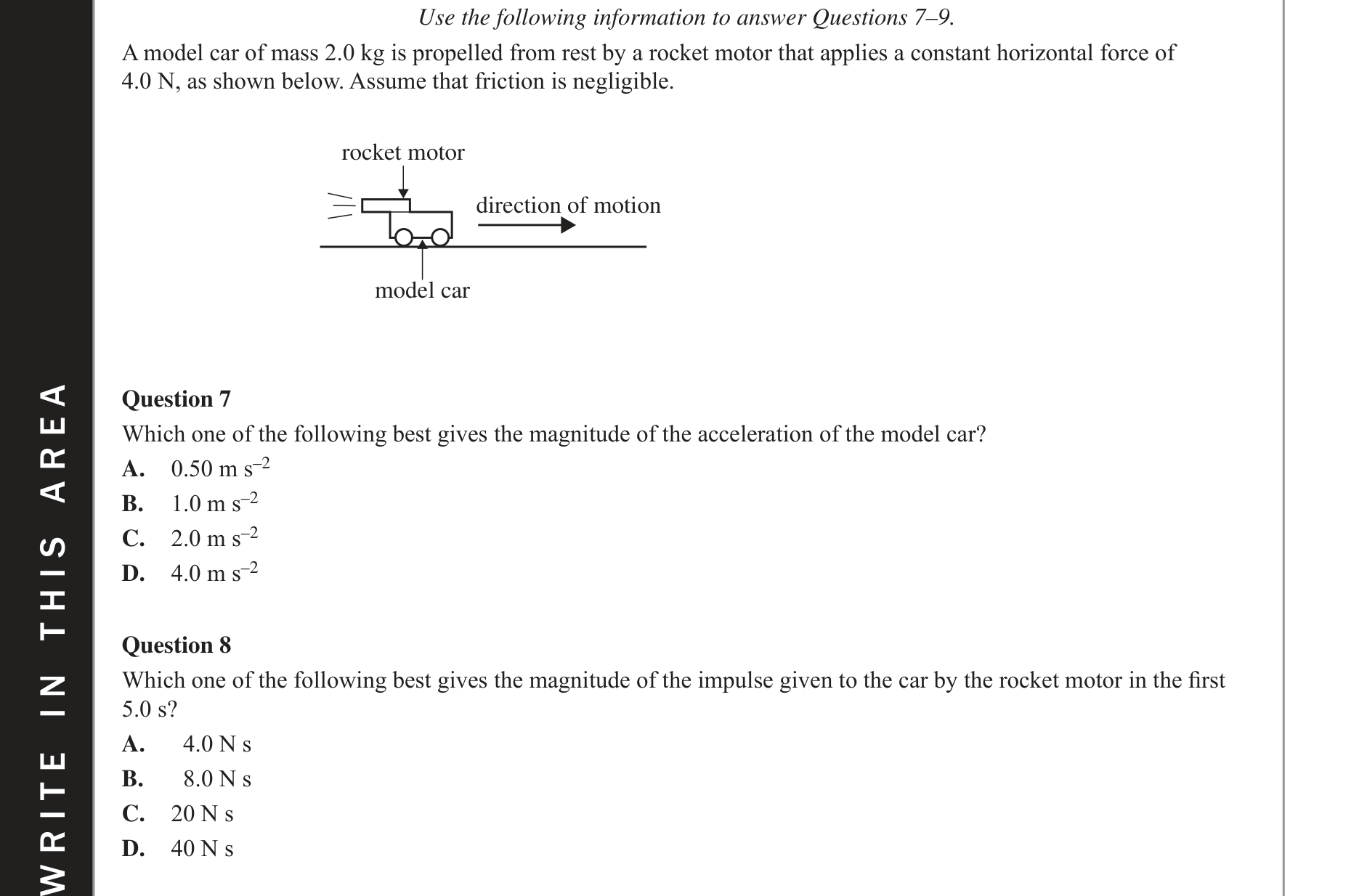 Physics 2017 Exam Question 8 — Impulse and momentum change