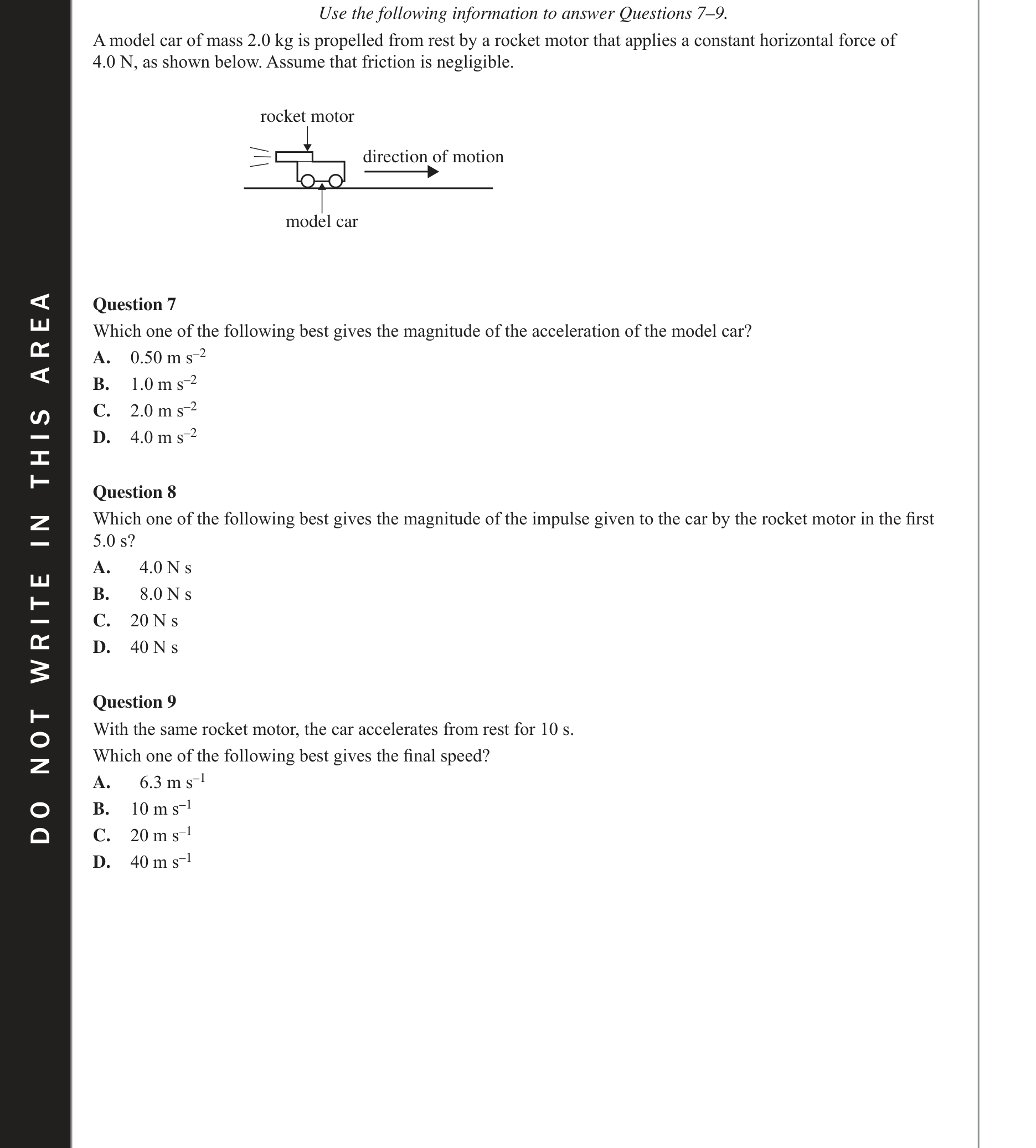 Physics 2017 Exam Question 9 — Newtons laws applications