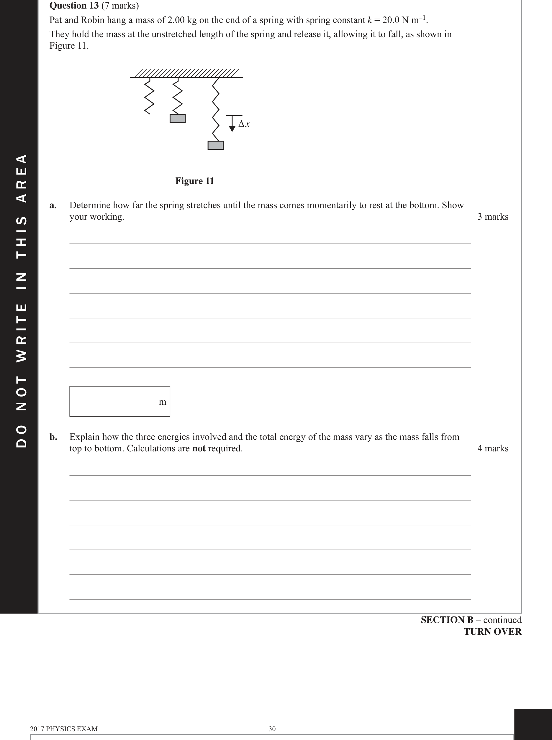 Physics 2017 Exam Question 13(a) — Work and energy concepts