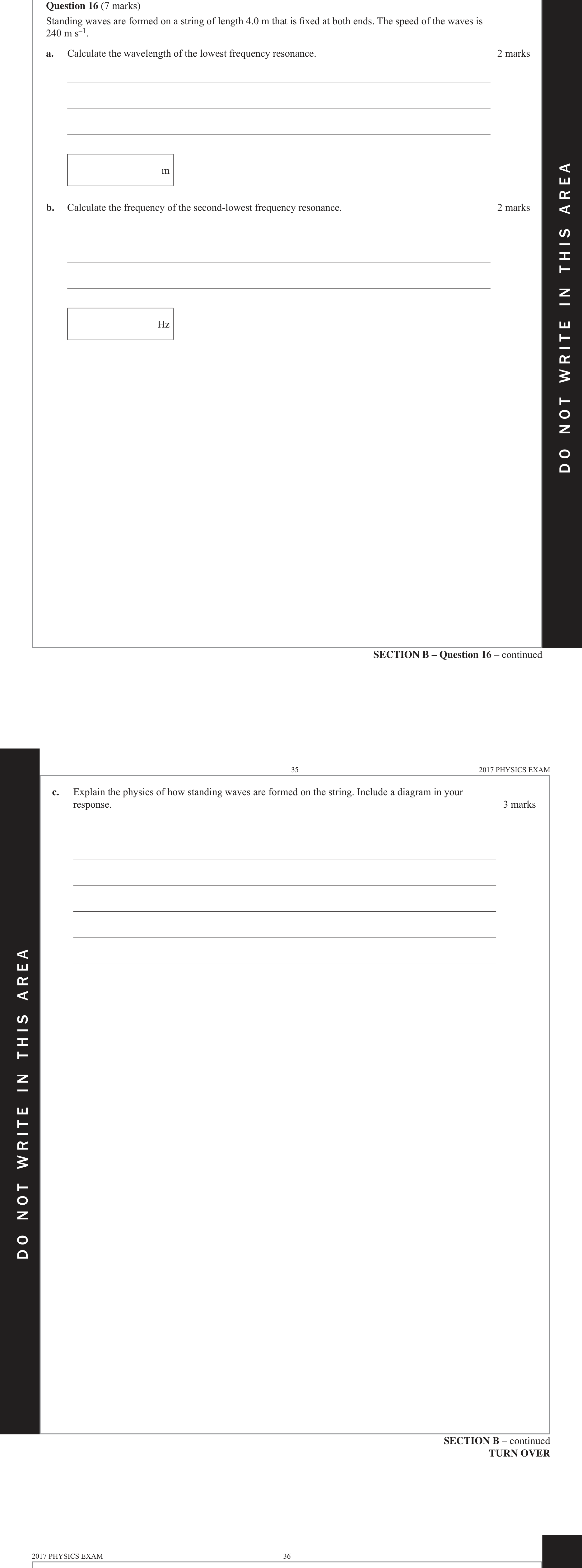 Physics 2017 Exam Question 16(a) — Standing wave formation