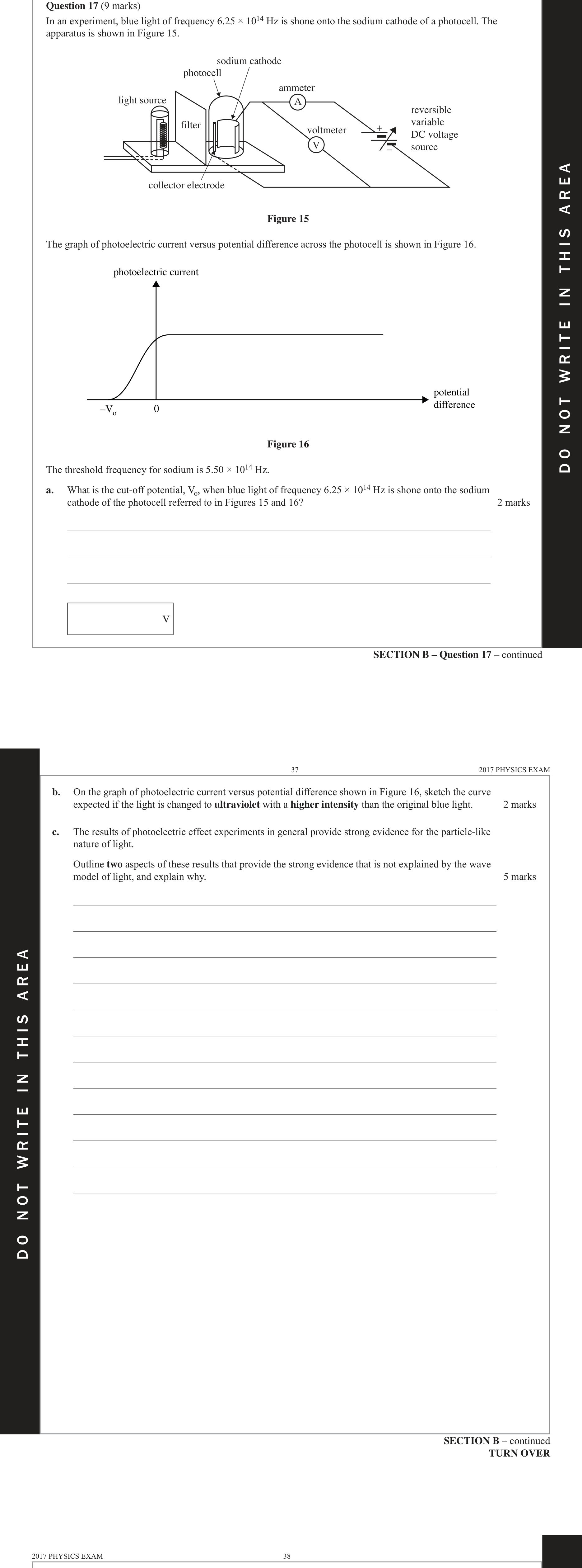 Physics 2017 Exam Question 17(c) — Wave model limitations, Photon energy quantisation