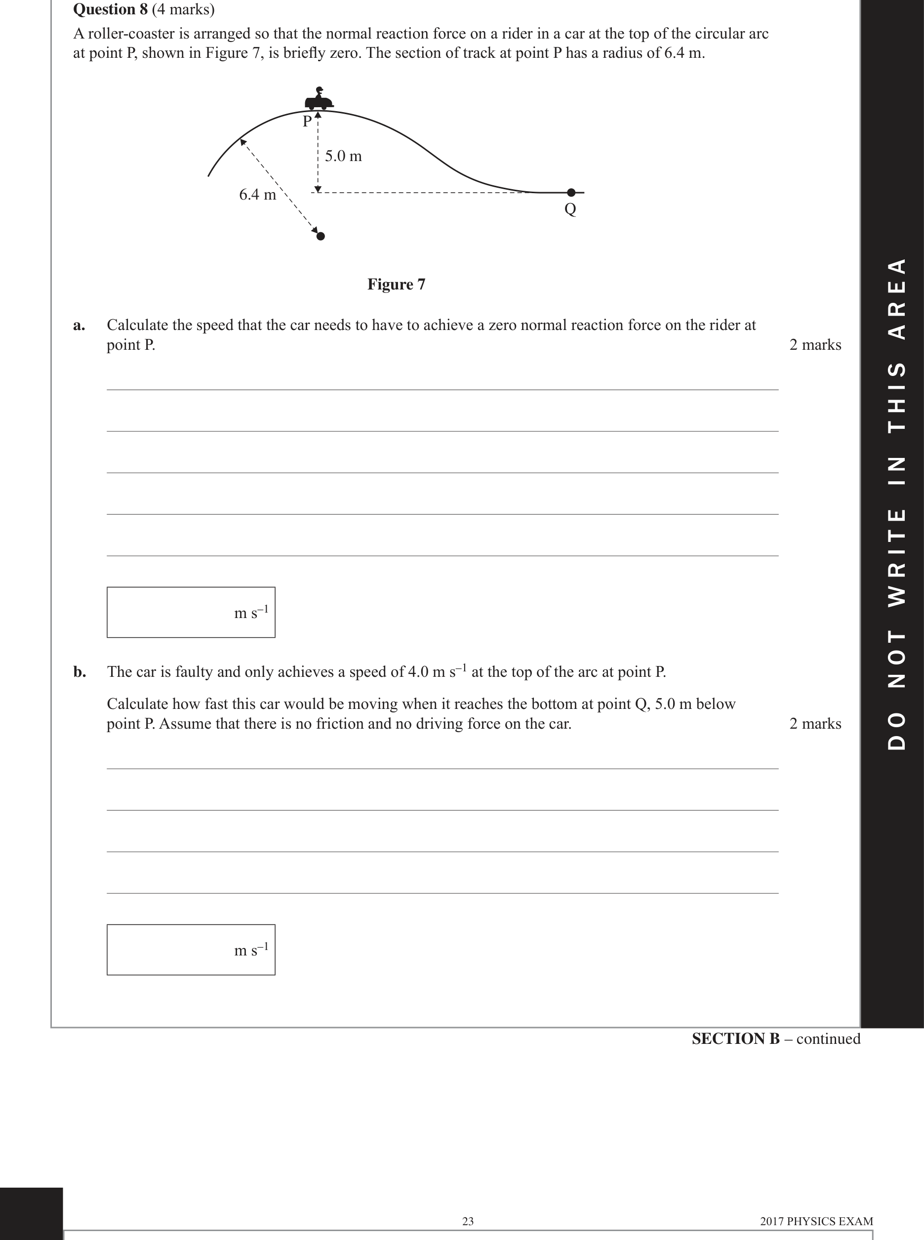 Physics 2017 Exam Question 8(b) — Work and energy concepts