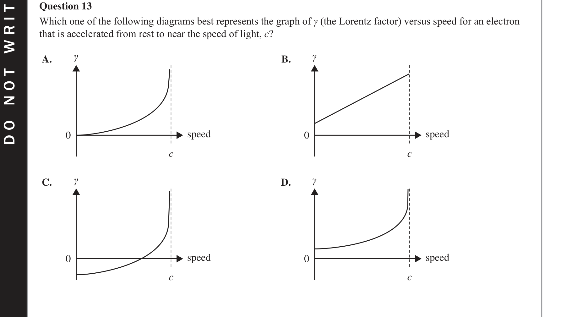 Physics 2018 Exam Question 13 — Special relativity postulates