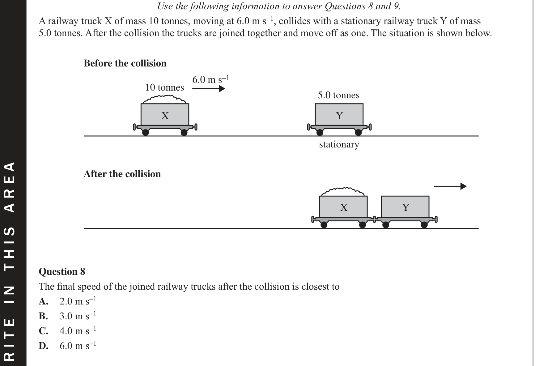 Physics 2018 Exam Question 8 — Energy-momentum conservation