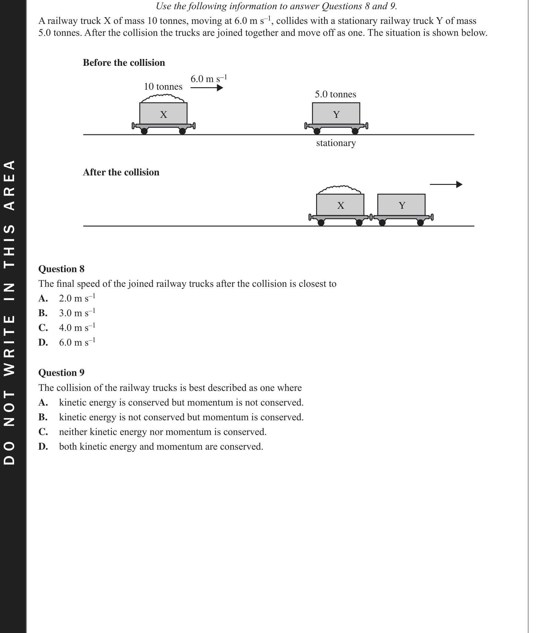 Physics 2018 Exam Question 9 — Energy-momentum conservation
