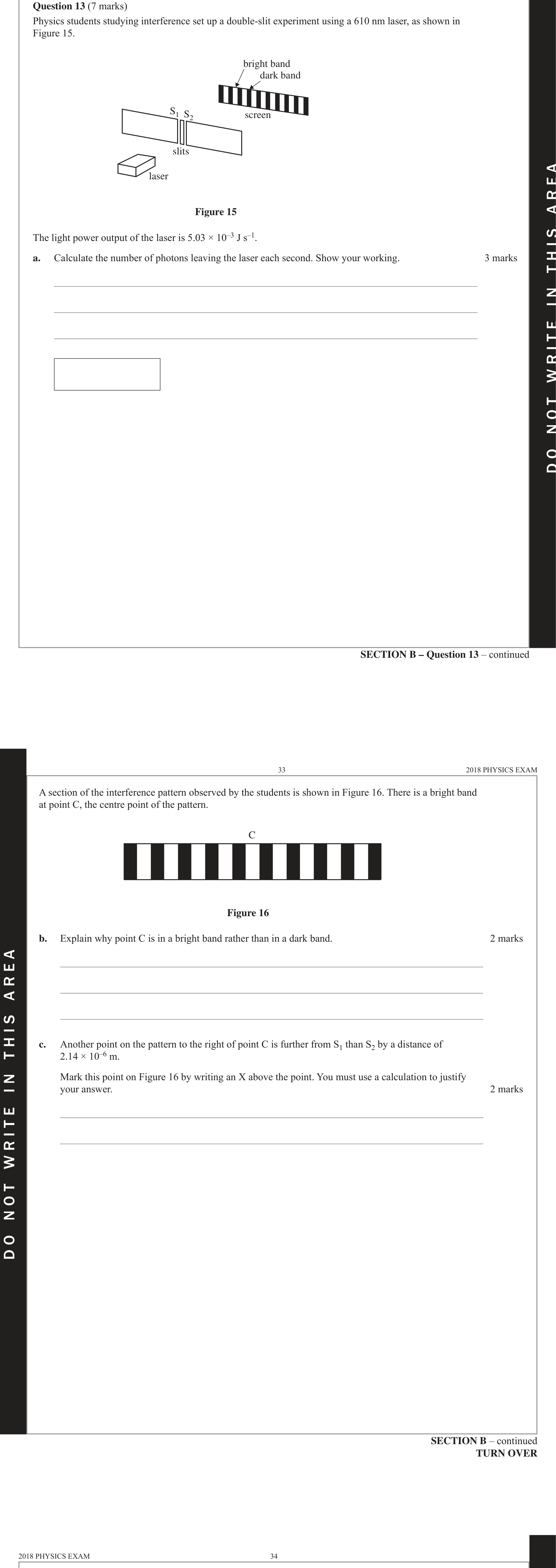 Physics 2018 Exam Question 13(a) — Photon energy quantisation