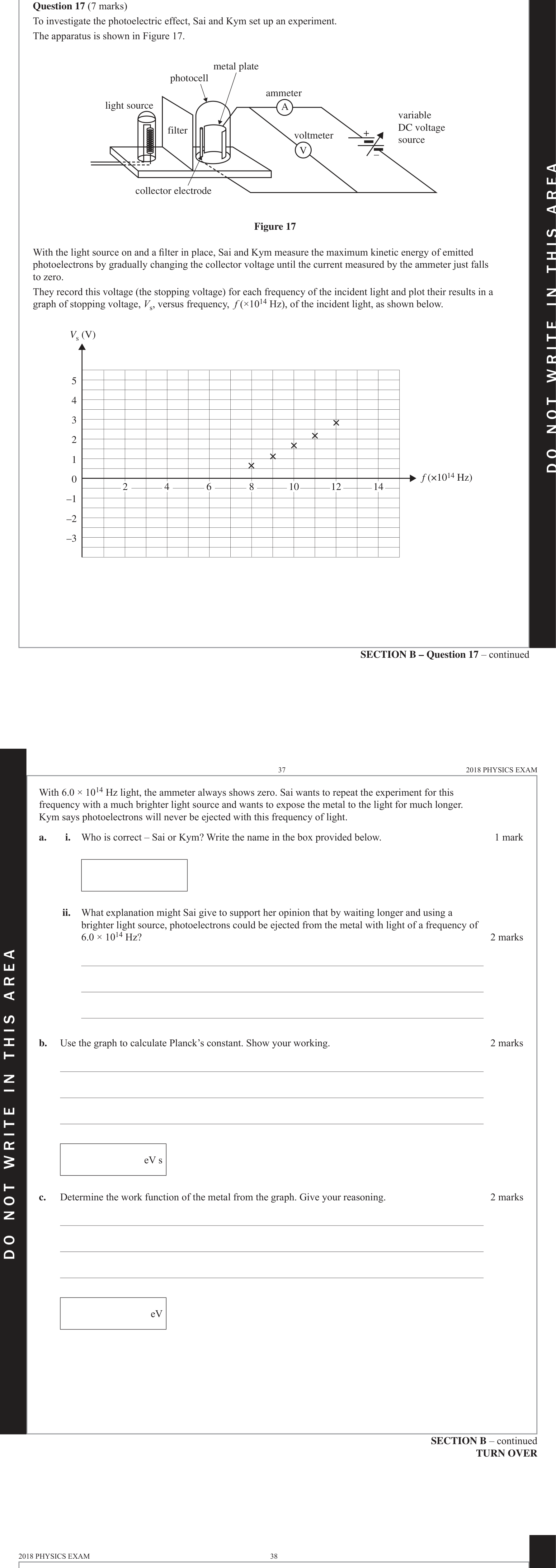 Physics 2018 Exam Question 17(c) — Photon energy quantisation